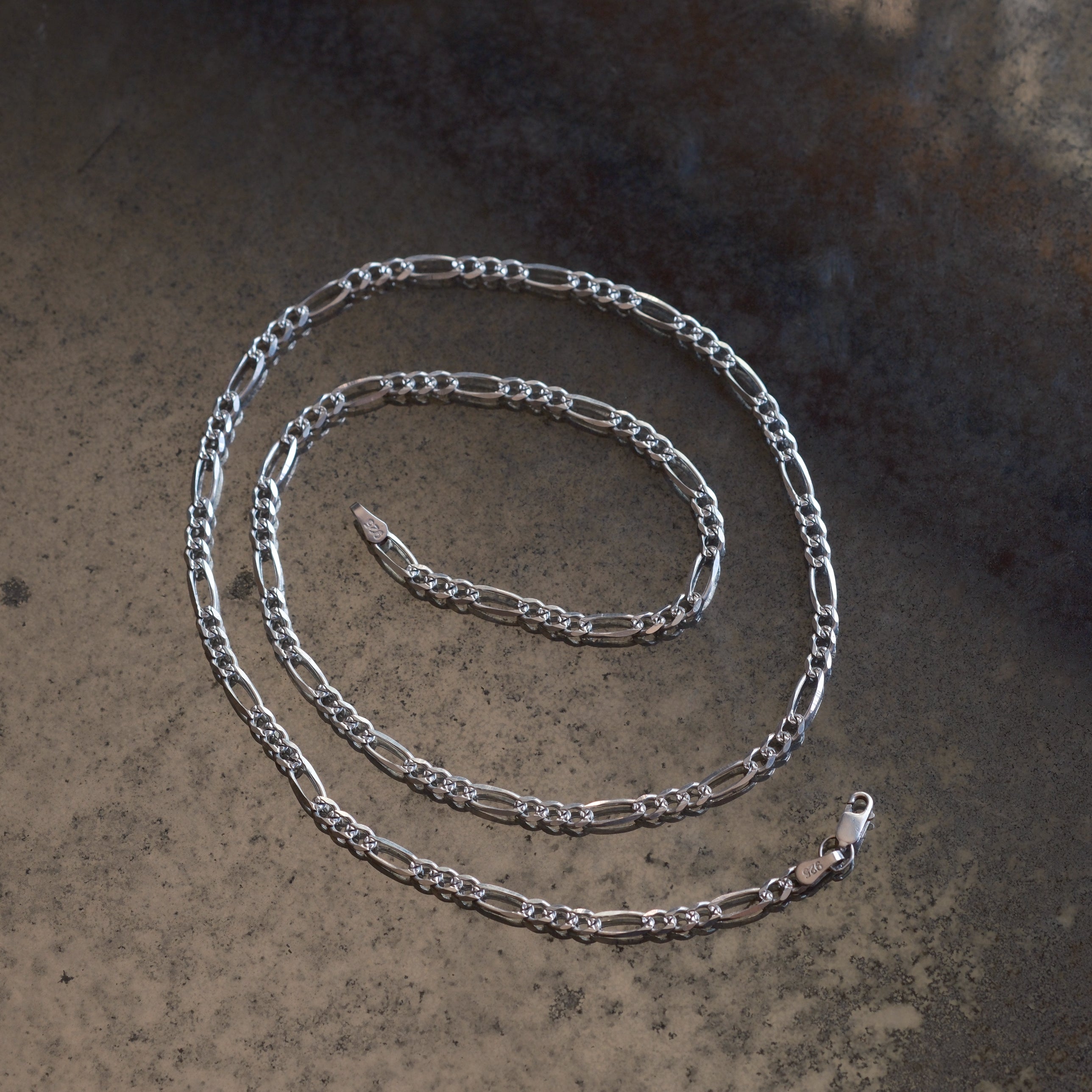 Vintage Sterling Silver Figaro Chain Necklace 24"