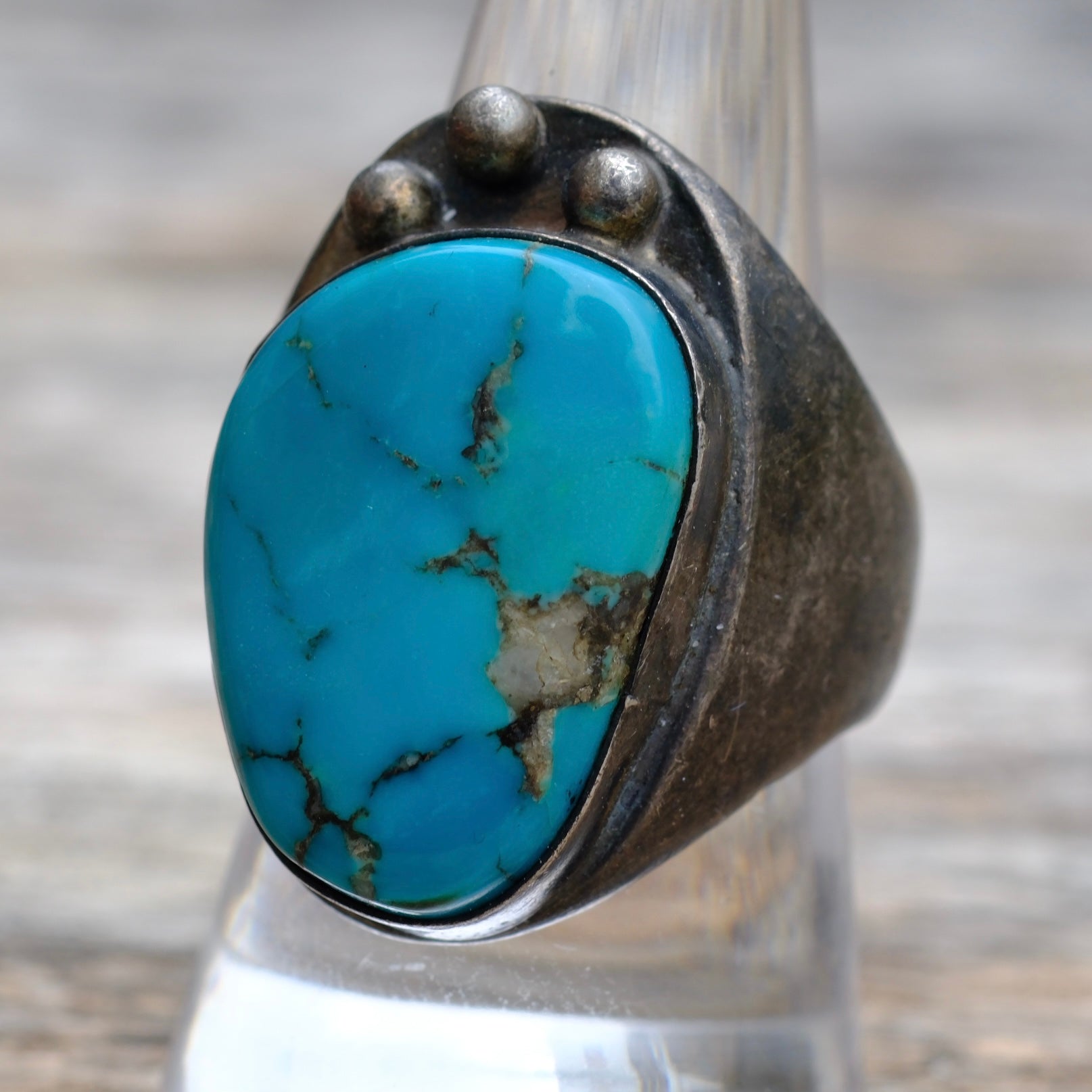 Vintage Sterling Turquoise Ring 9.75