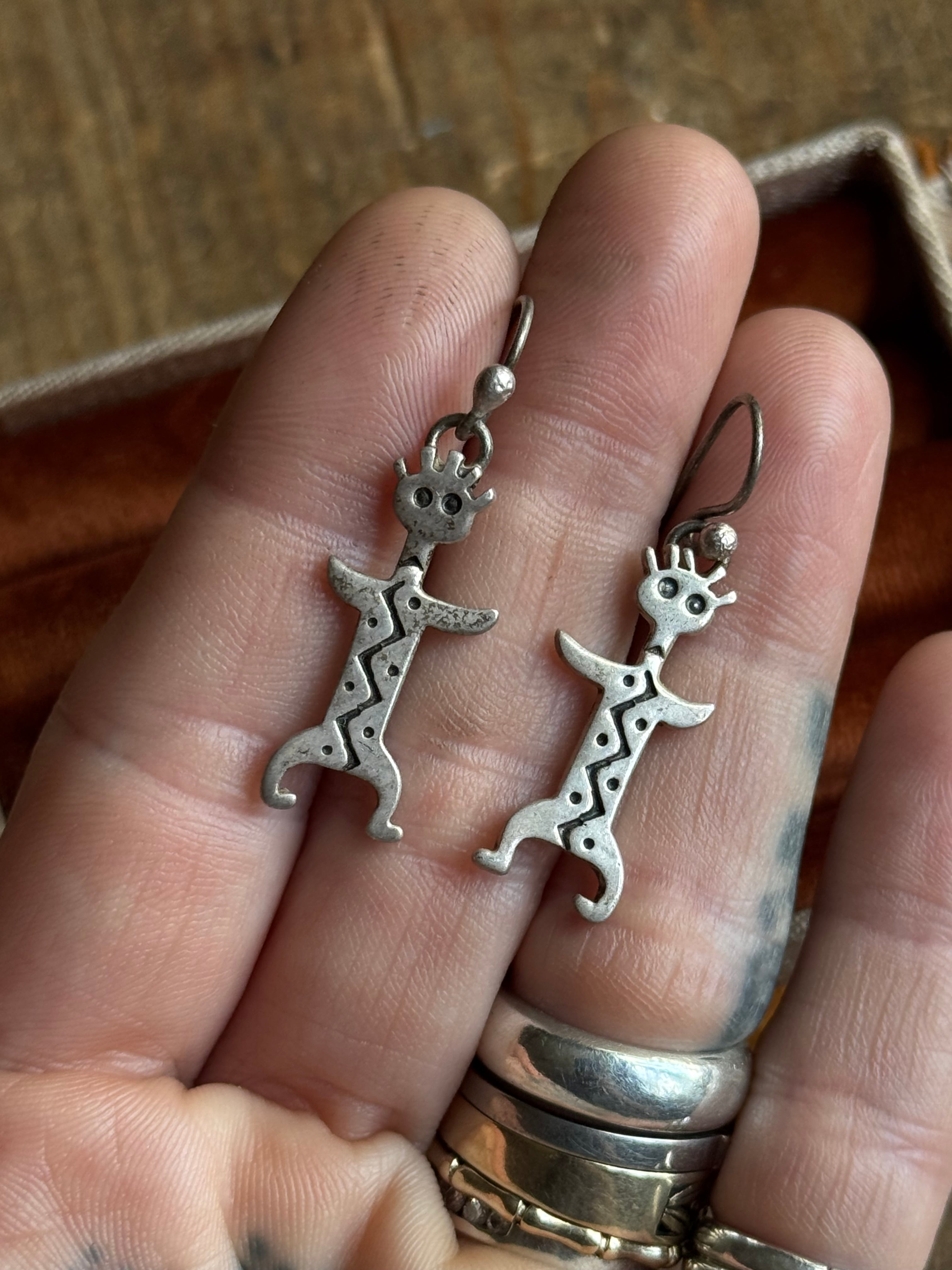Vintage Sterling Silver Kachina Earrings