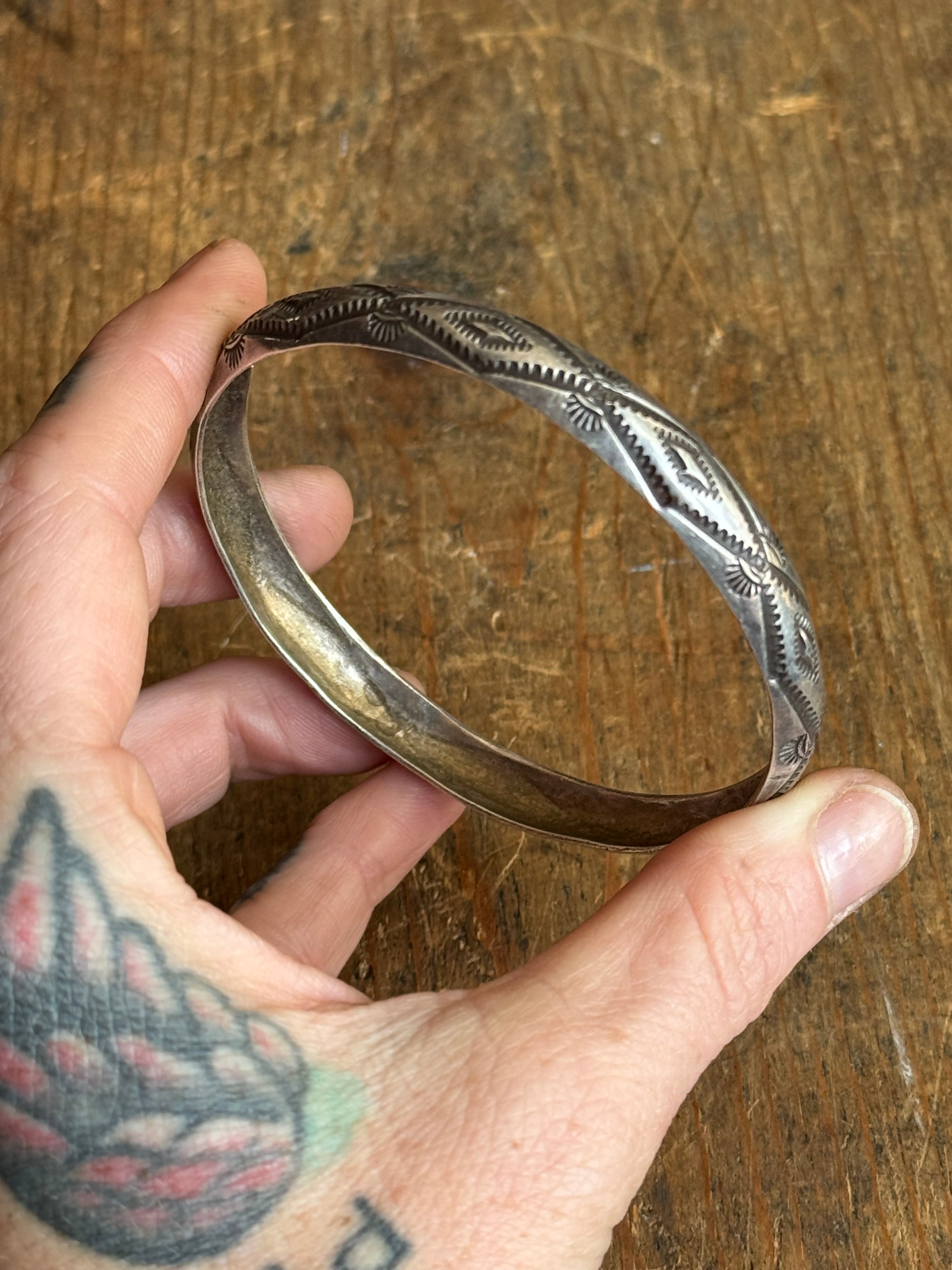 Vintage Sterling Silver Stamped Bangle