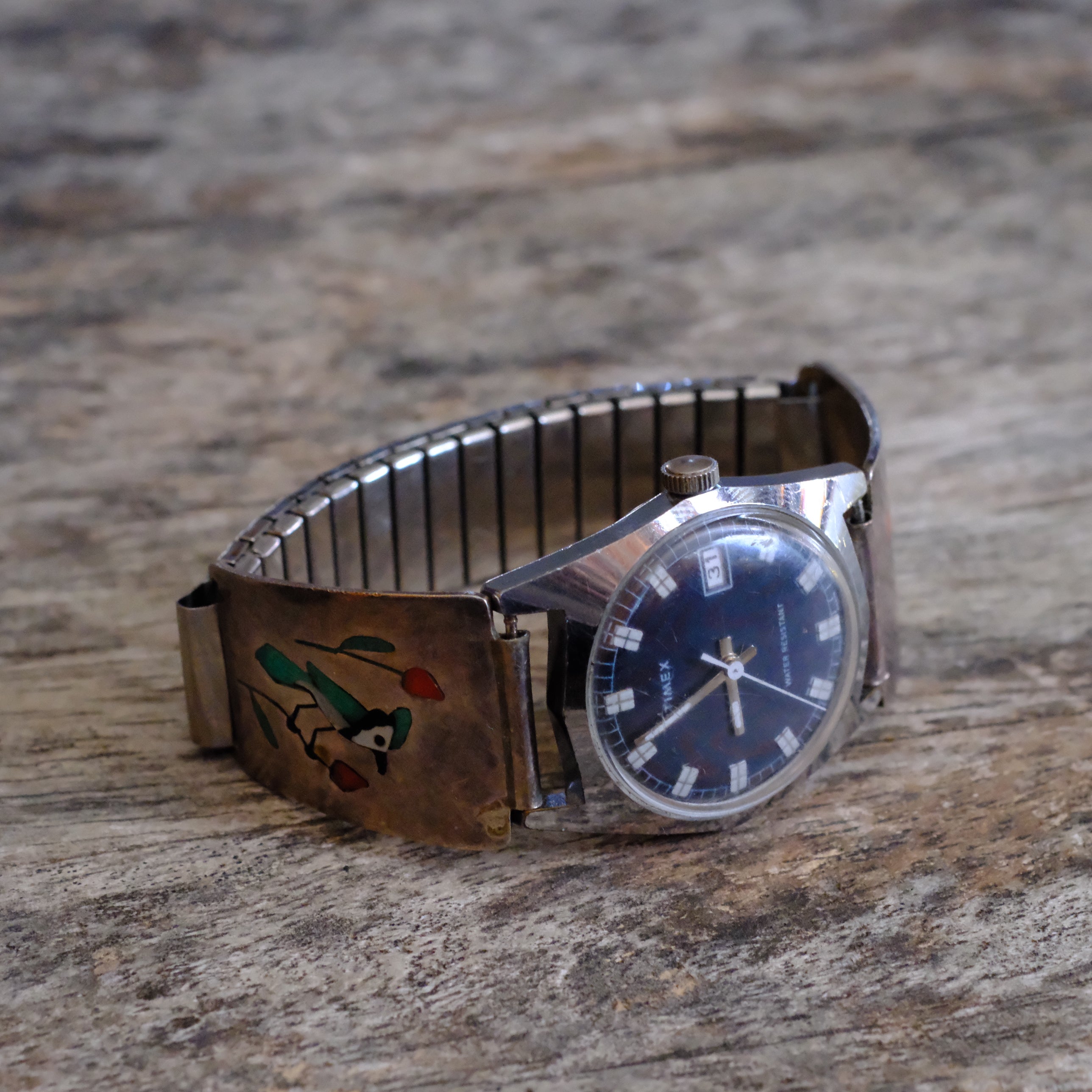 Vintage Sterling Inlay Blue Jay Watch