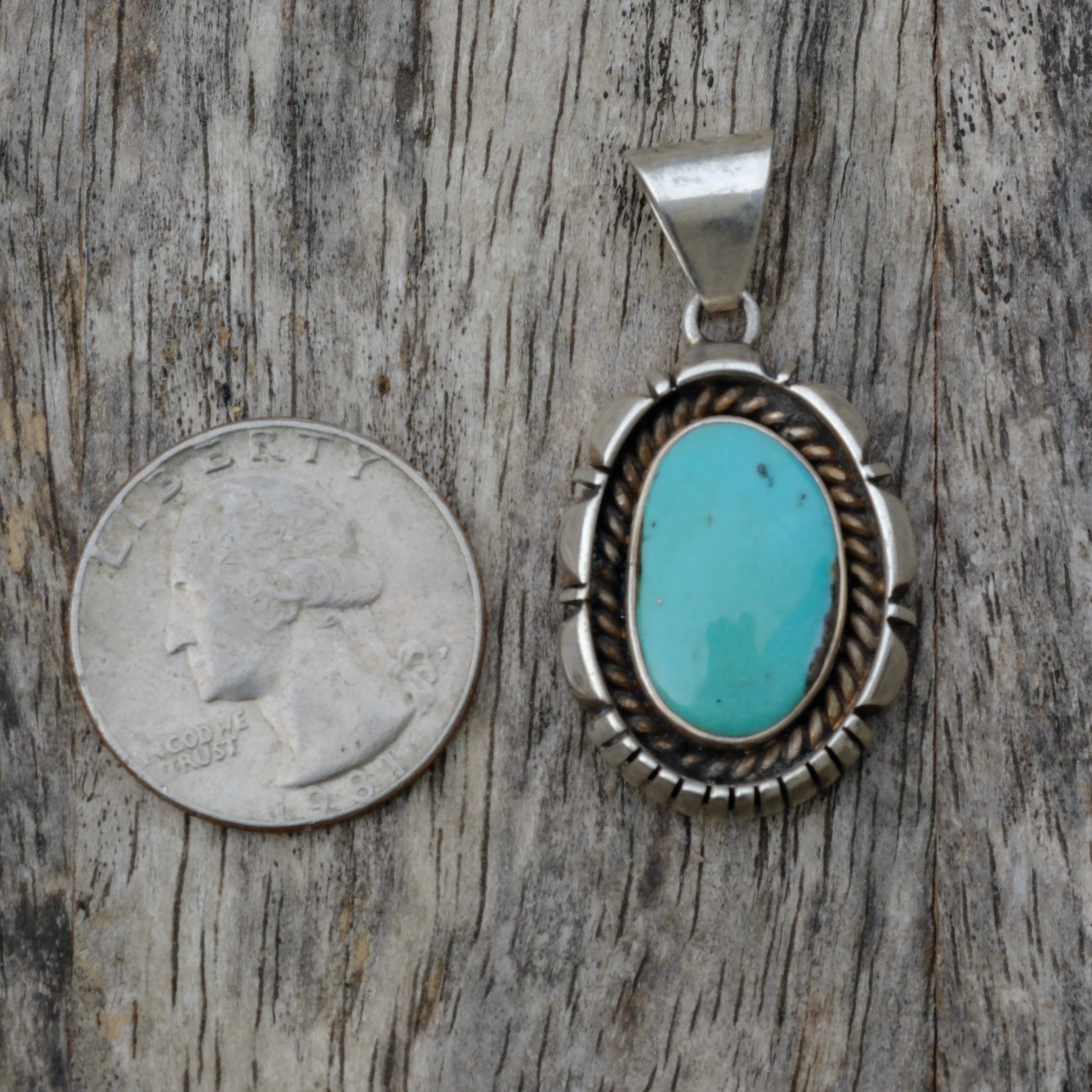 Vintage Sterling Turquoise Pendant