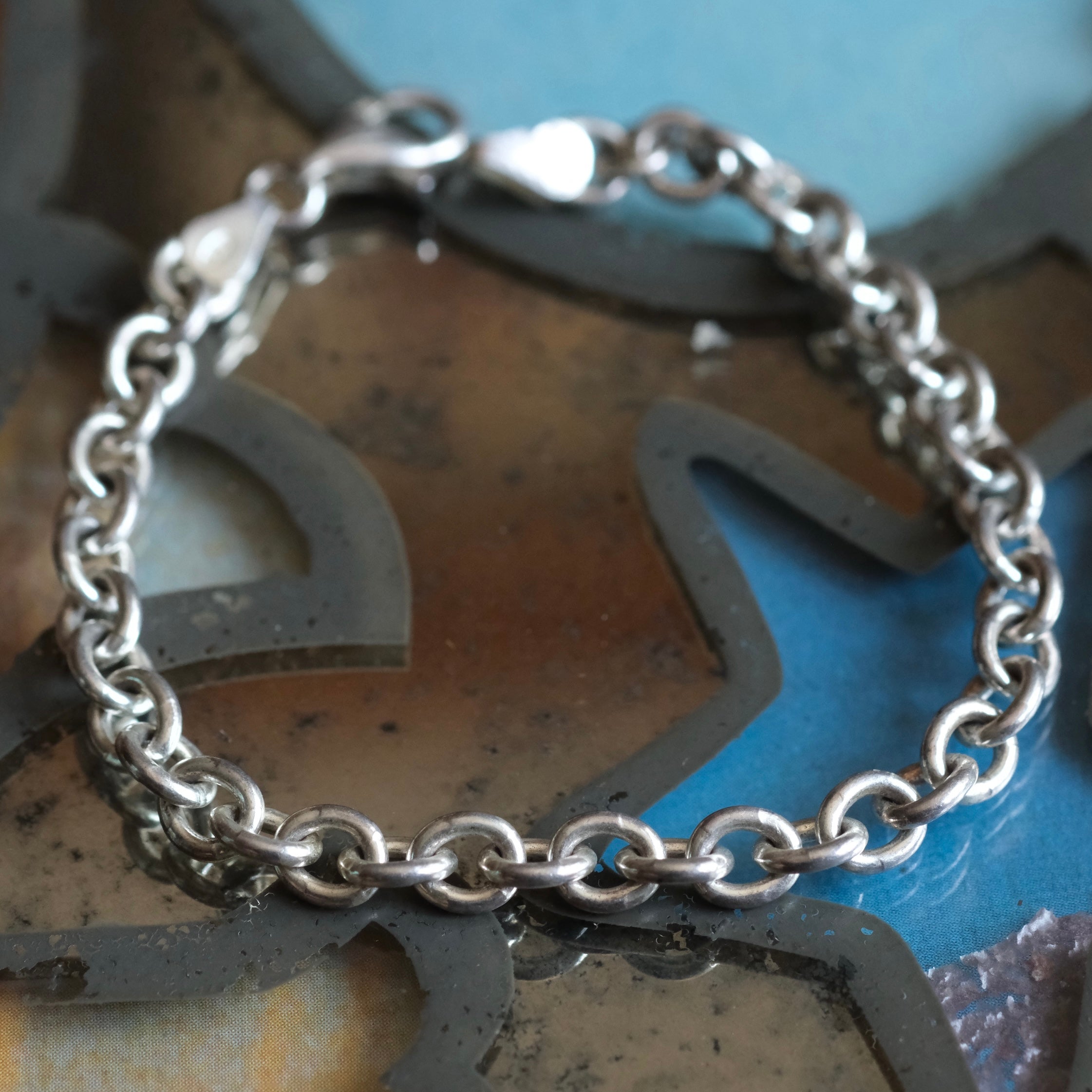 Vintage Sterling Rolo Chain Bracelet 7"