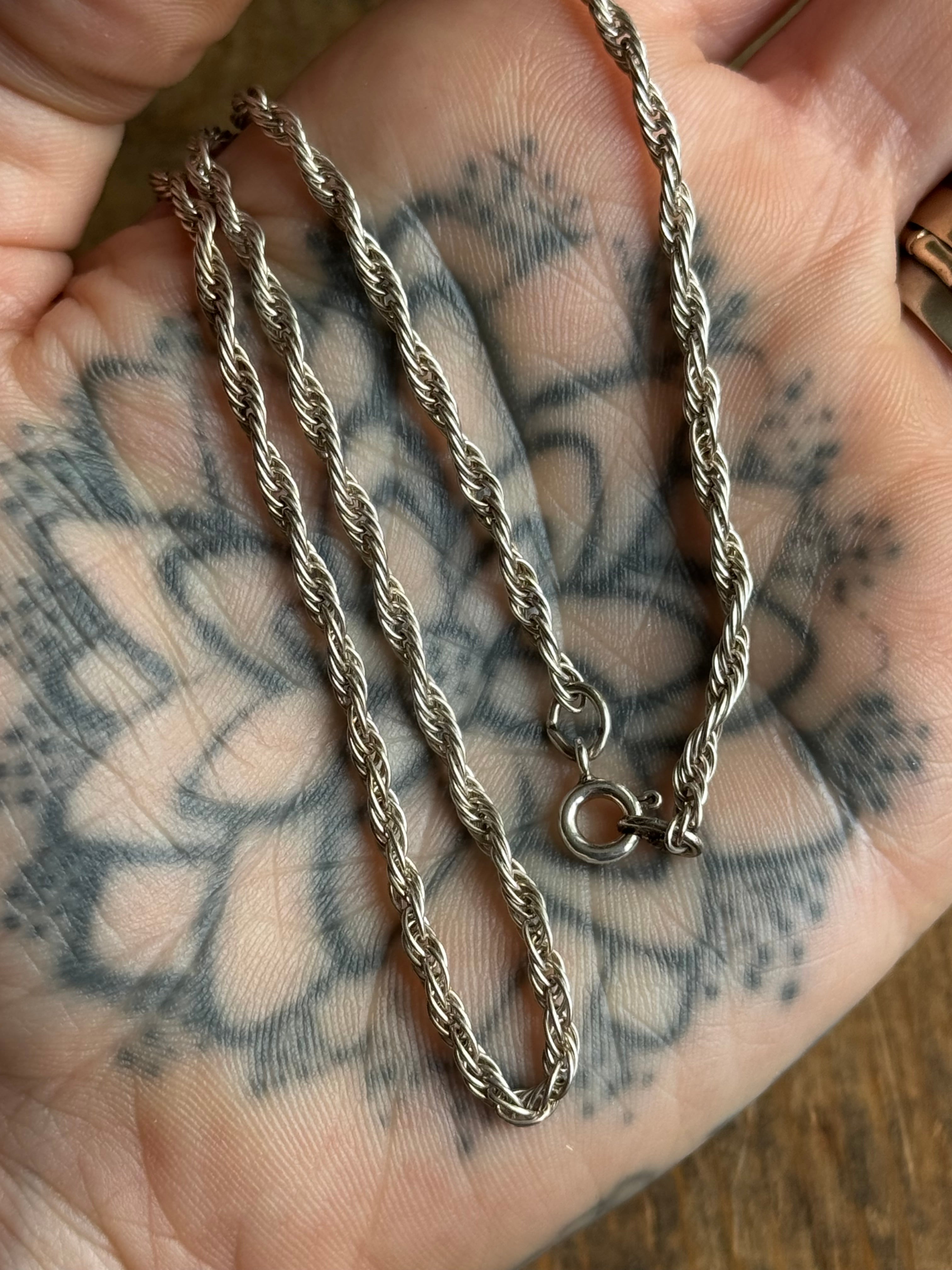 Vintage Sterling Silver 16” Rope Chain