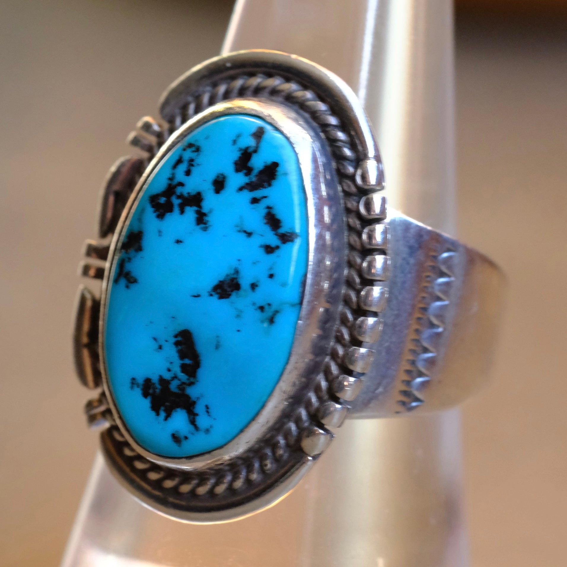 Vintage Sterling Turquoise Ring 8.75