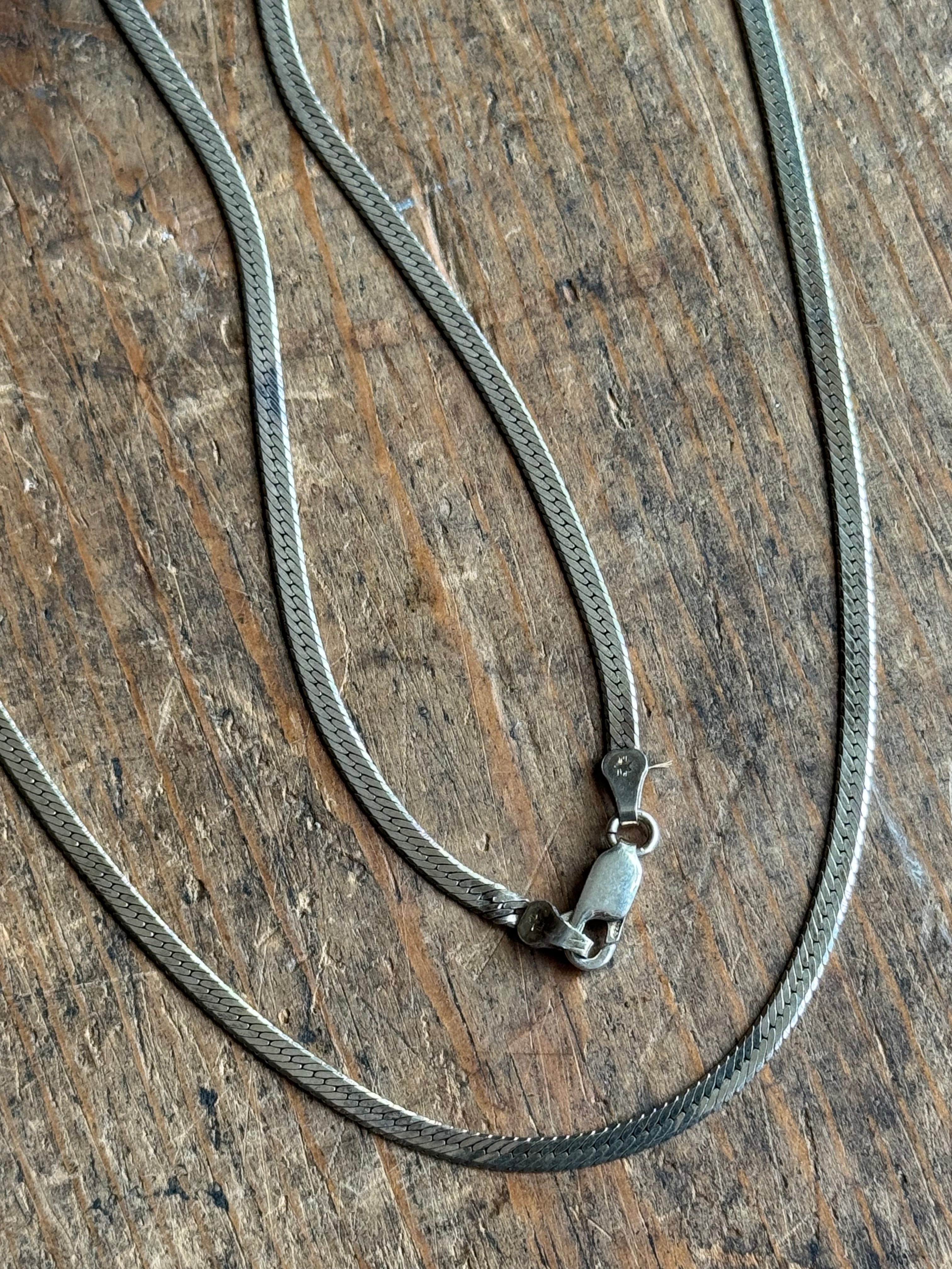 Vintage Sterling Silver 30” Herringbone Chain