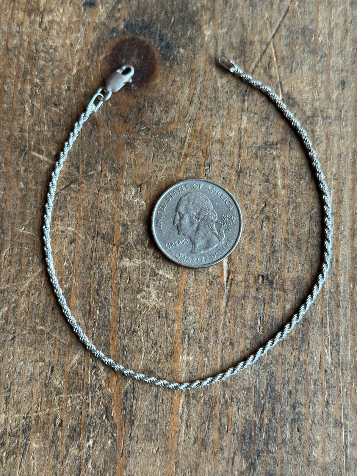 Vintage Sterling Silver Rope Chain Bracelet