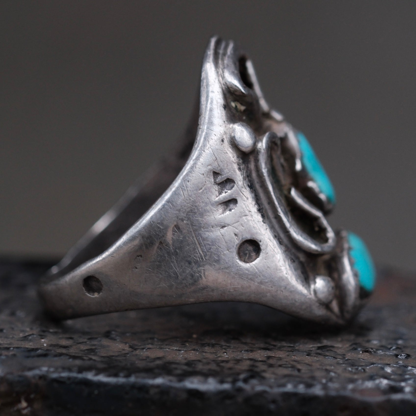 Vintage Sterling Turquoise Ring 8.75