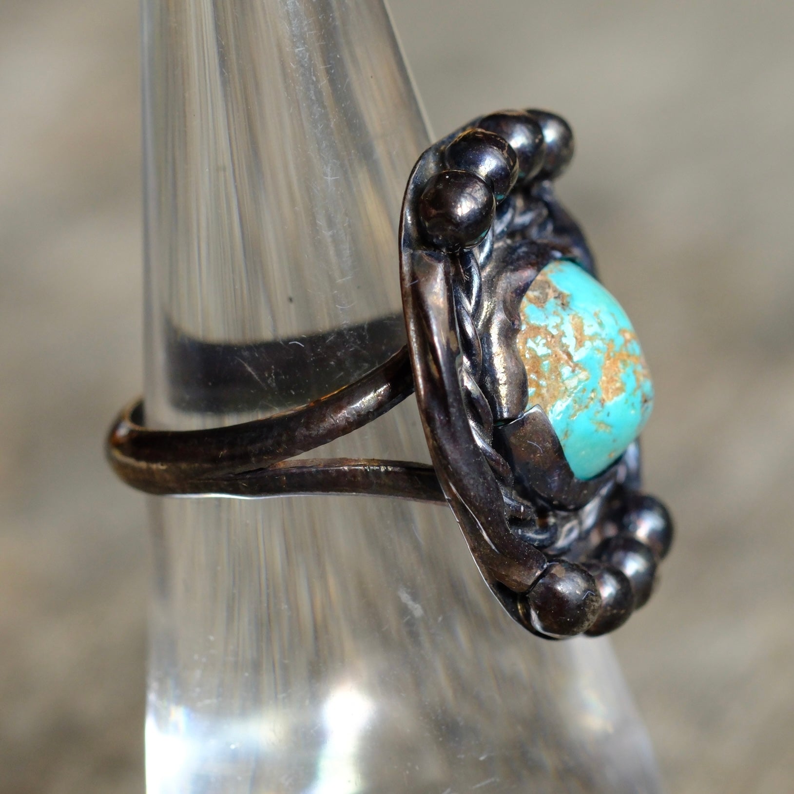 Vintage Sterling Turquoise Ring 5.75