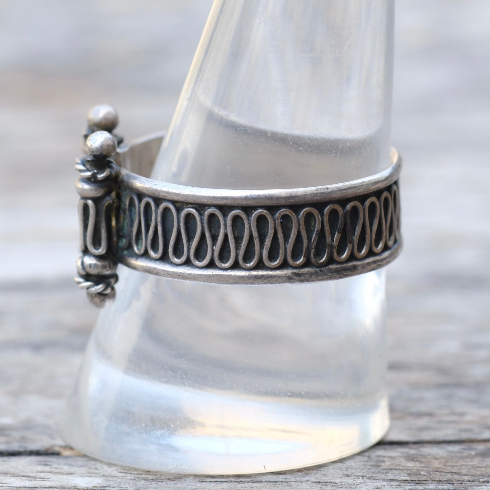 Vintage Sterling Silver Scroll Ring 10.5