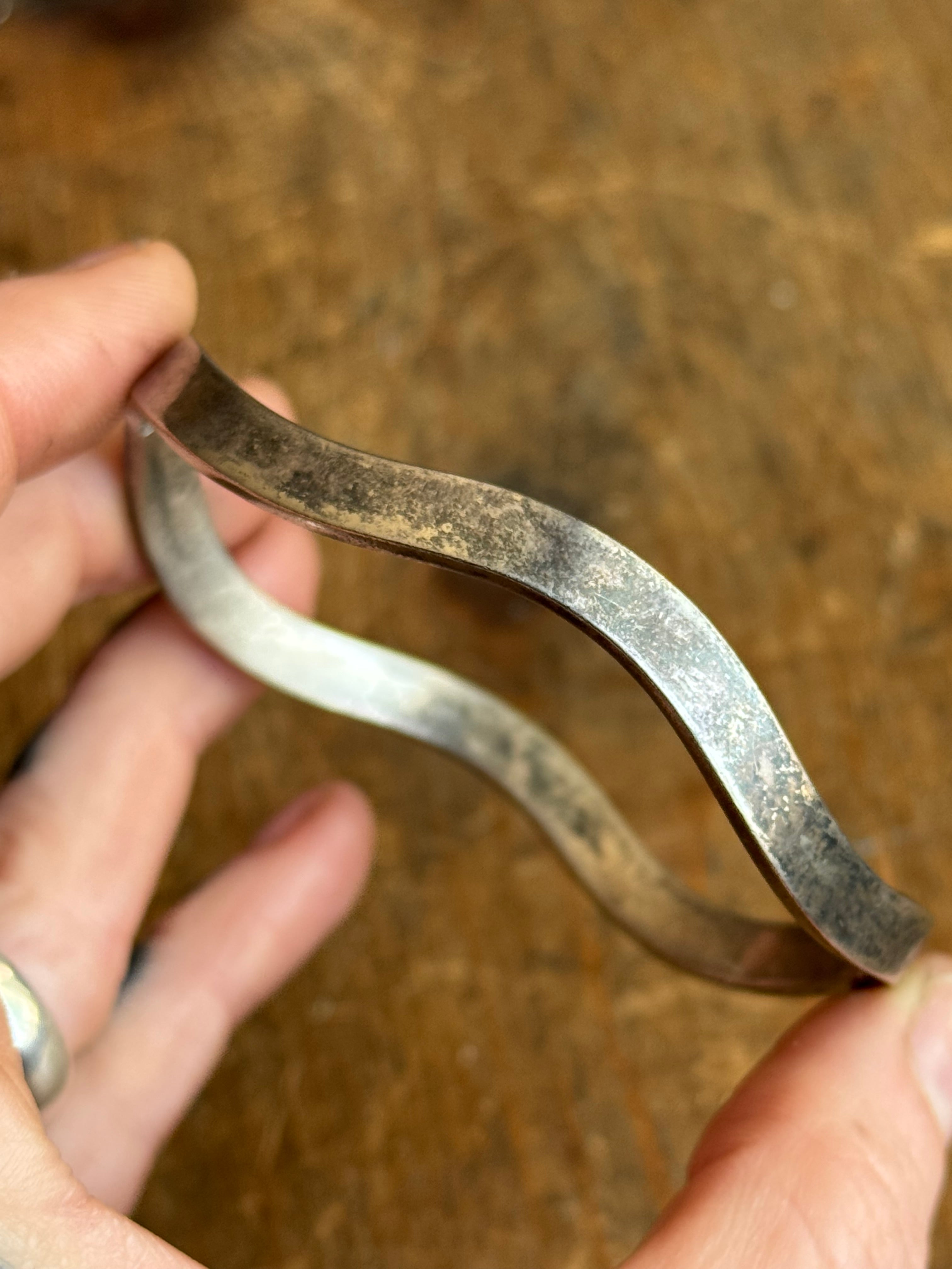 Vintage Sterling Silver Wavy Latch Bracelet