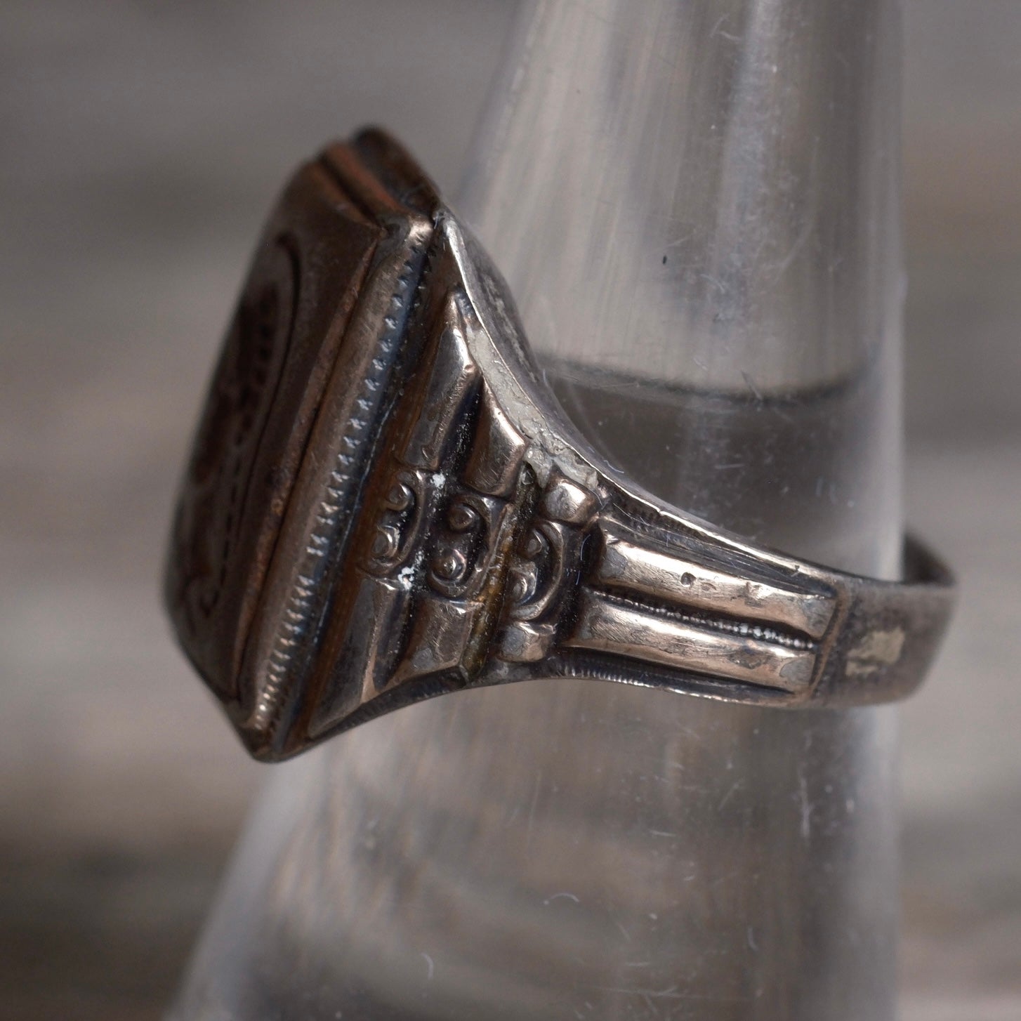 Vintage Sterling Centurion Signet Ring 7.75