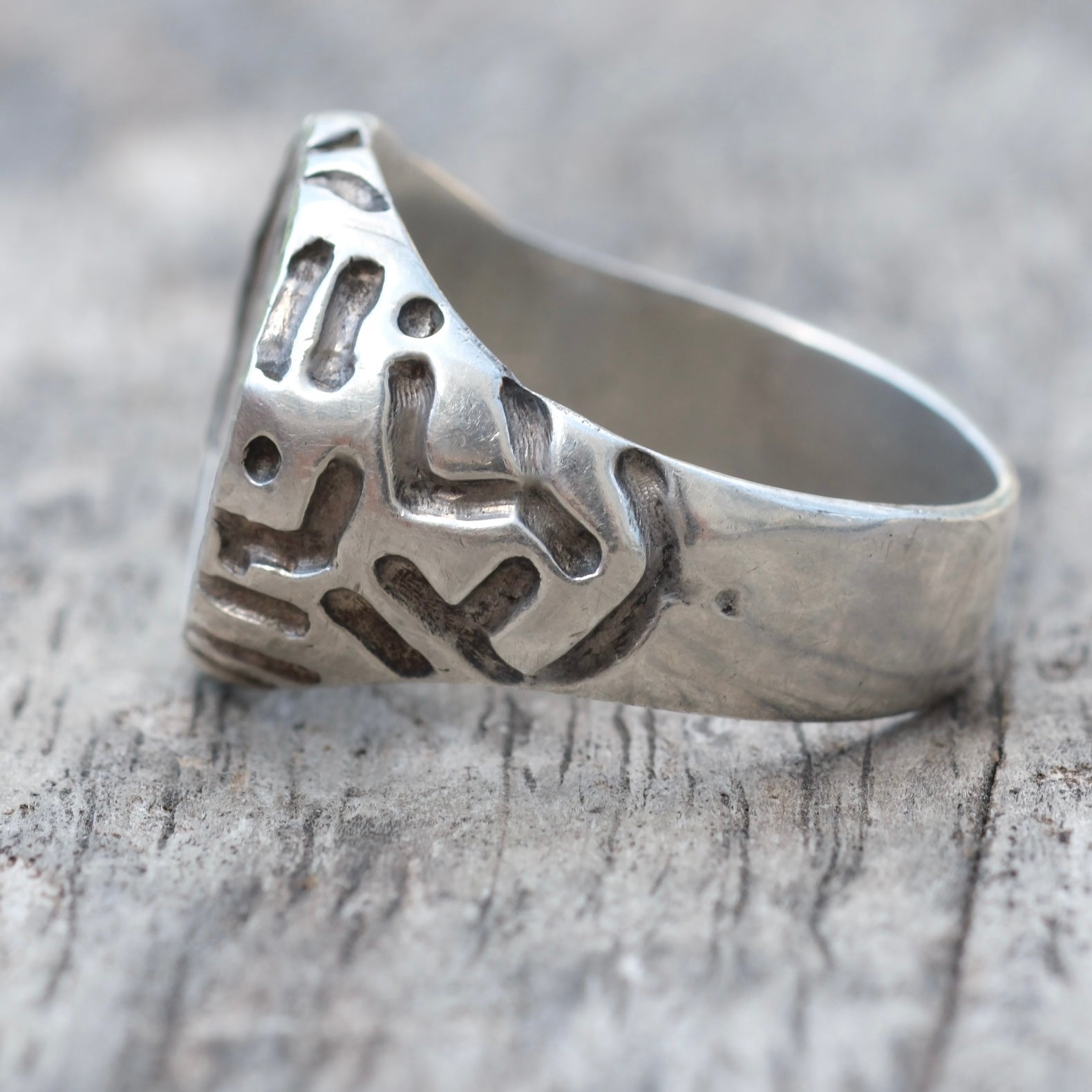 Vintage Sterling Peso Signet Ring 10.5