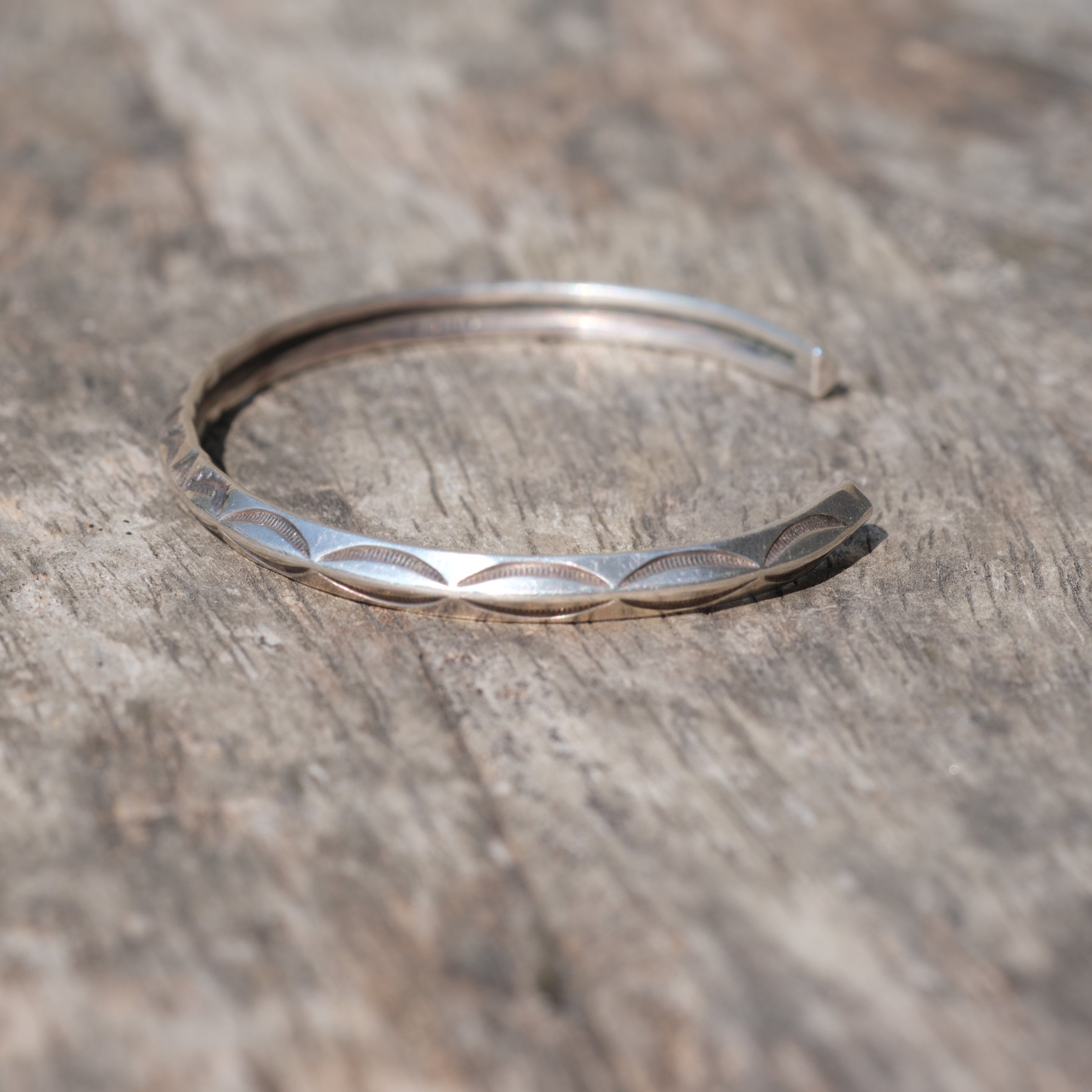 Vintage Sterling Silver Stamped Triangle Cuff