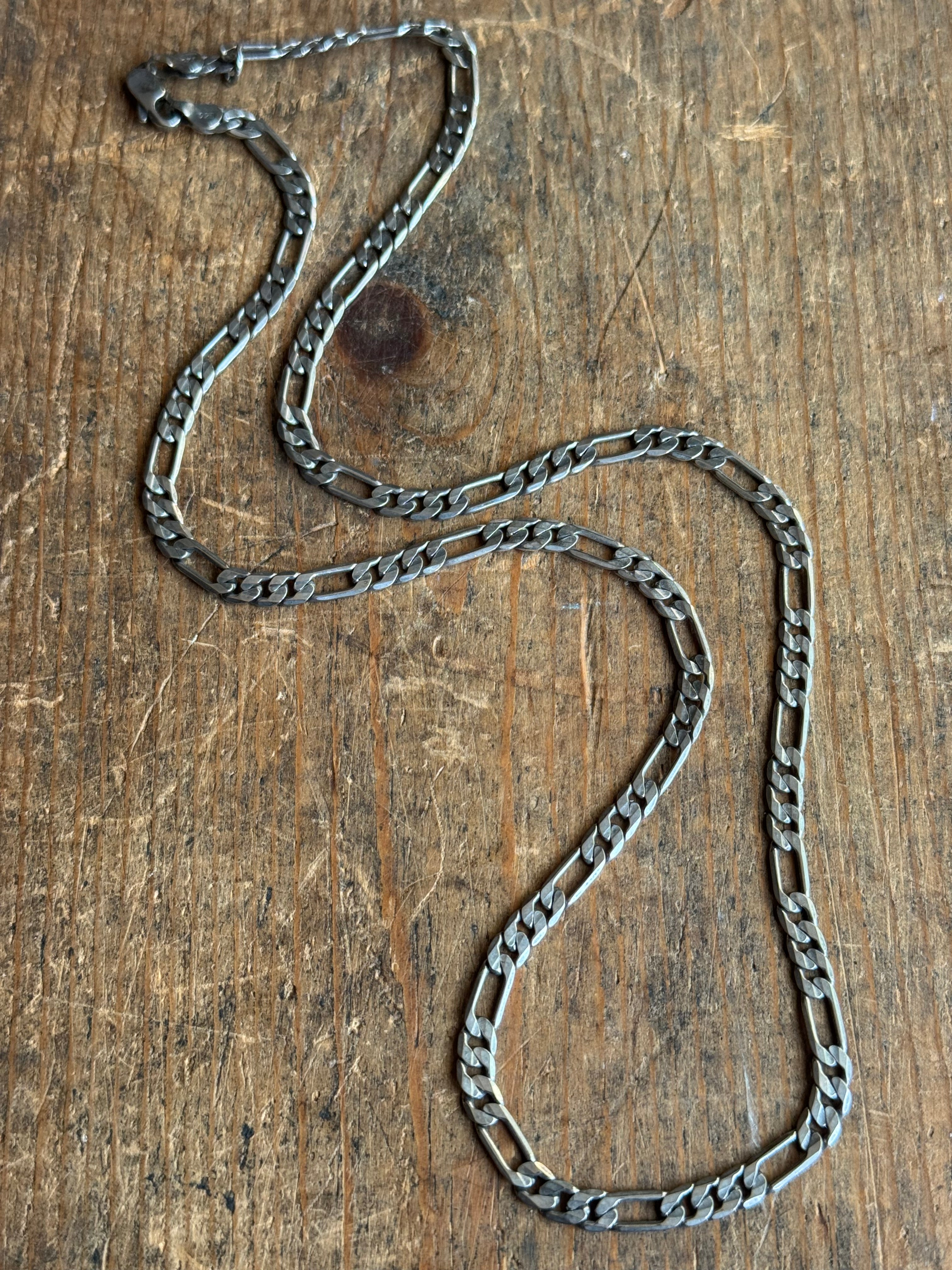 Vintage Sterling Silver 24” Figaro Chain