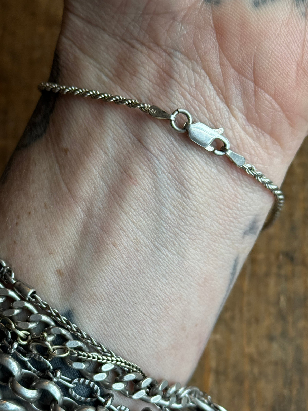 Vintage Sterling Silver Rope Chain Bracelet