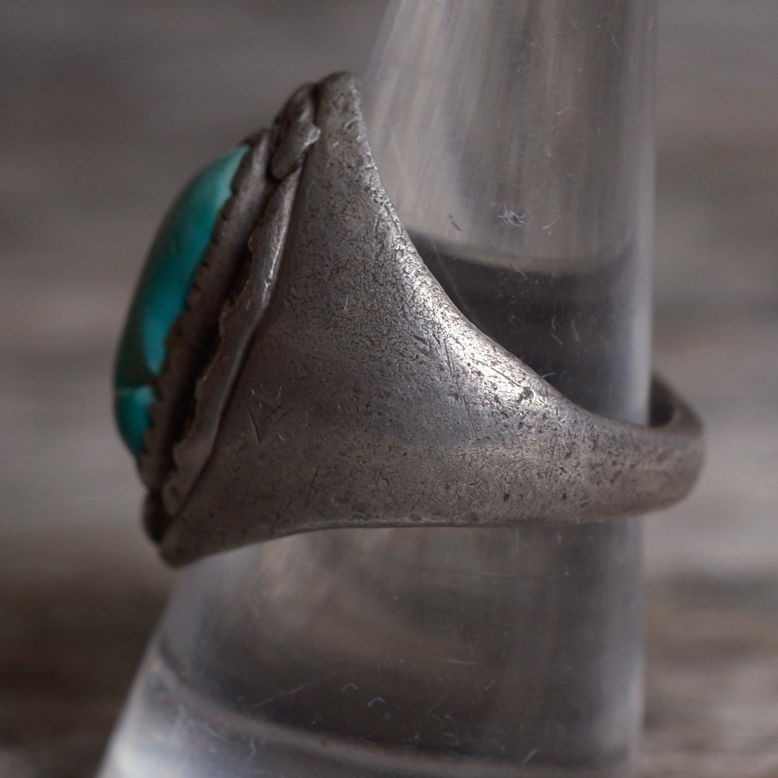 Older Vintage Sterling Chunky Turquoise Ring 8.75