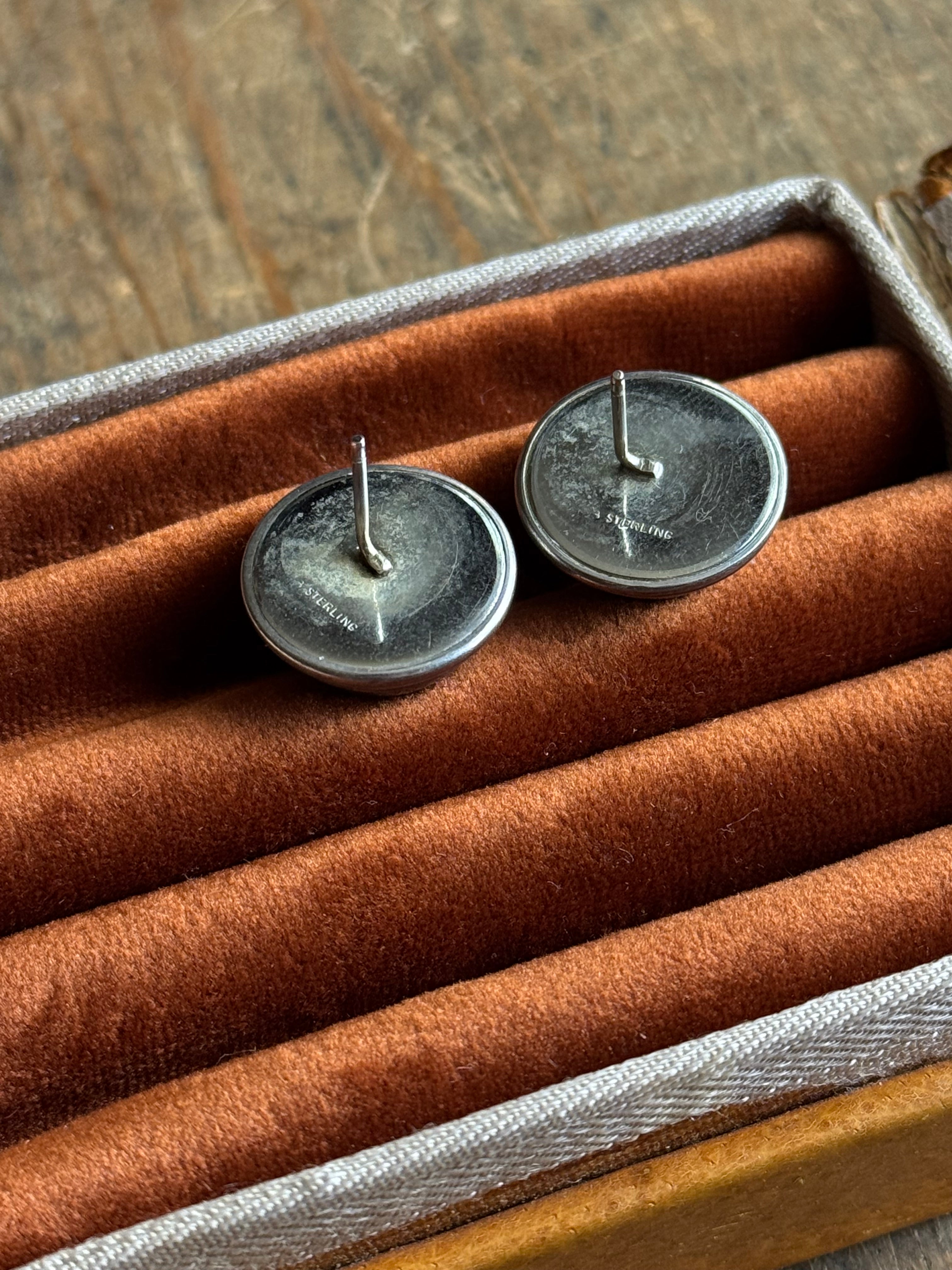 Vintage Sterling Silver Hematite Studs