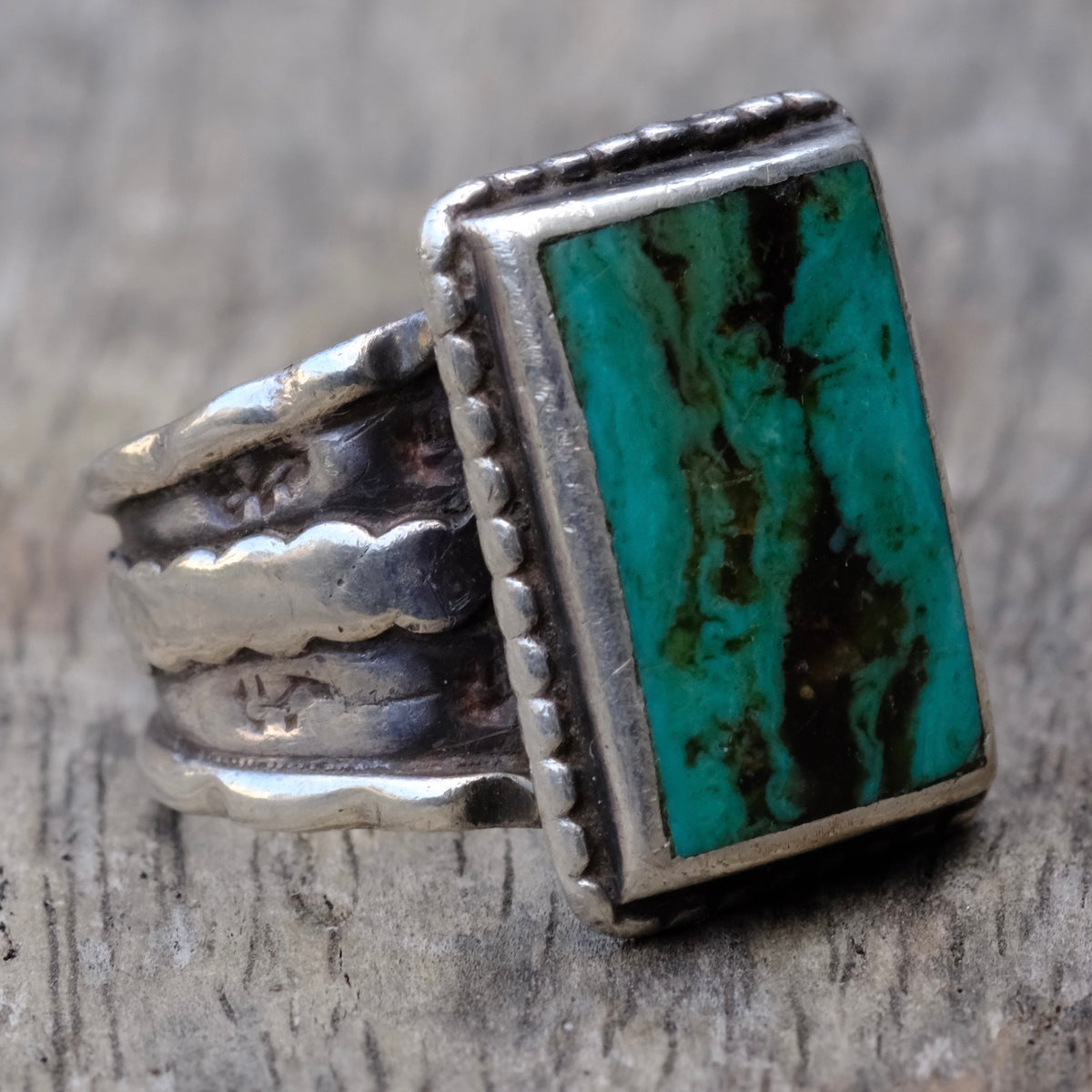 Vintage Sterling Turquoise Ring 11.5