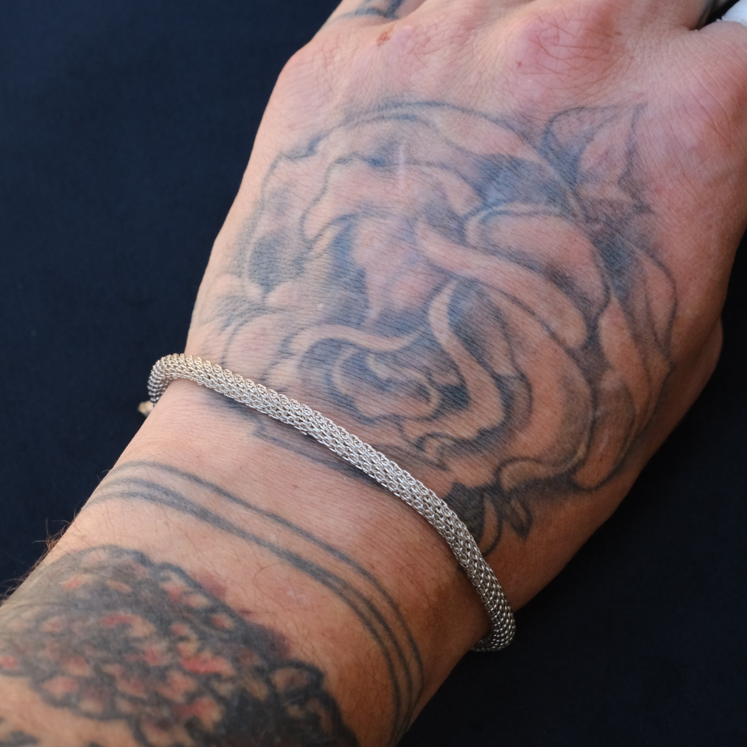 Vintage Sterling Round Mesh Chain Bracelet