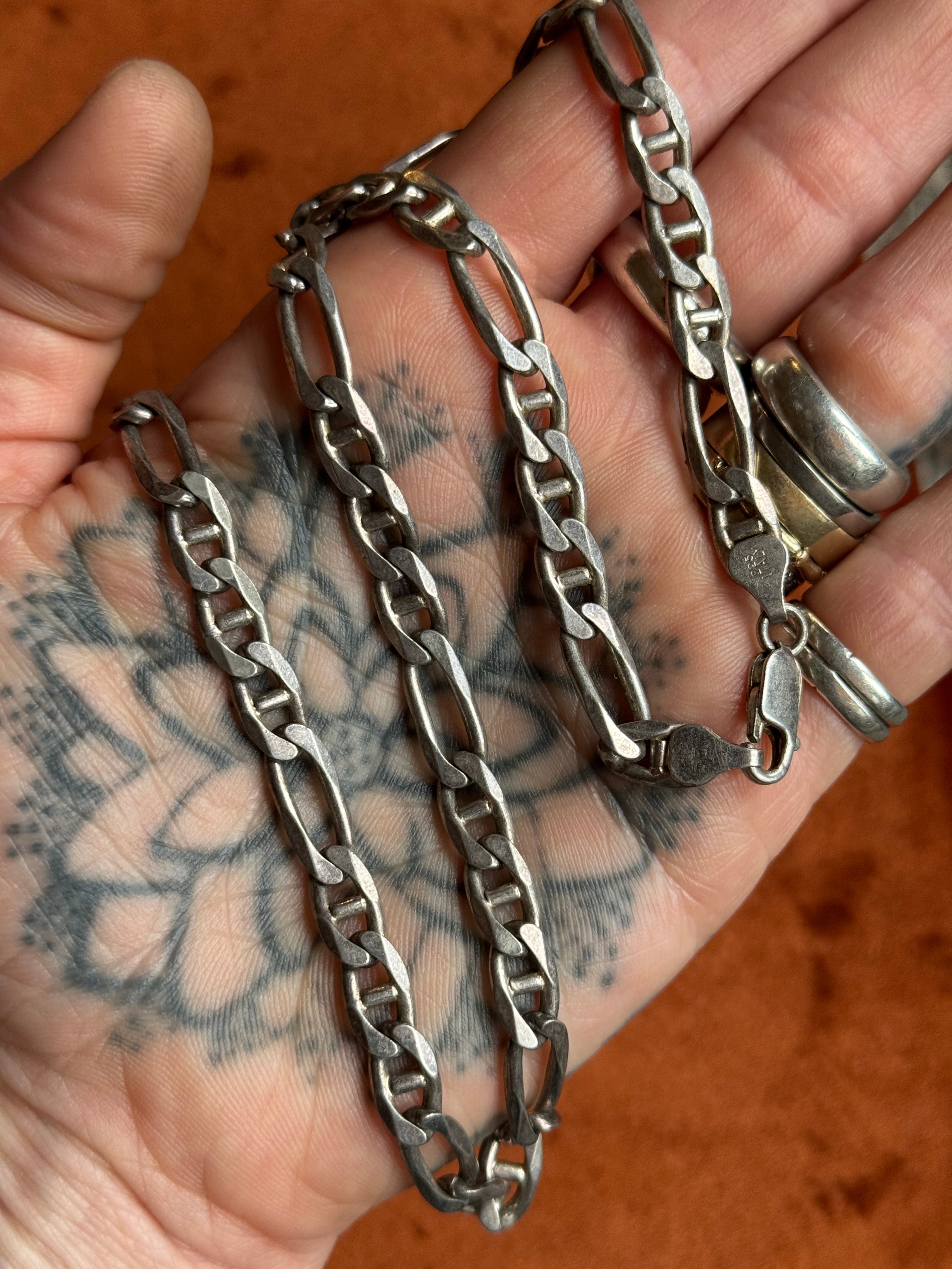 Vintage Sterling Silver 20” Figaro Chain