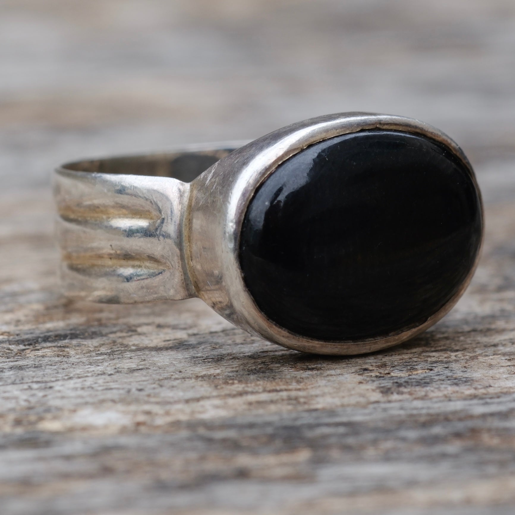 Vintage Sterling Onyx Band 13.25
