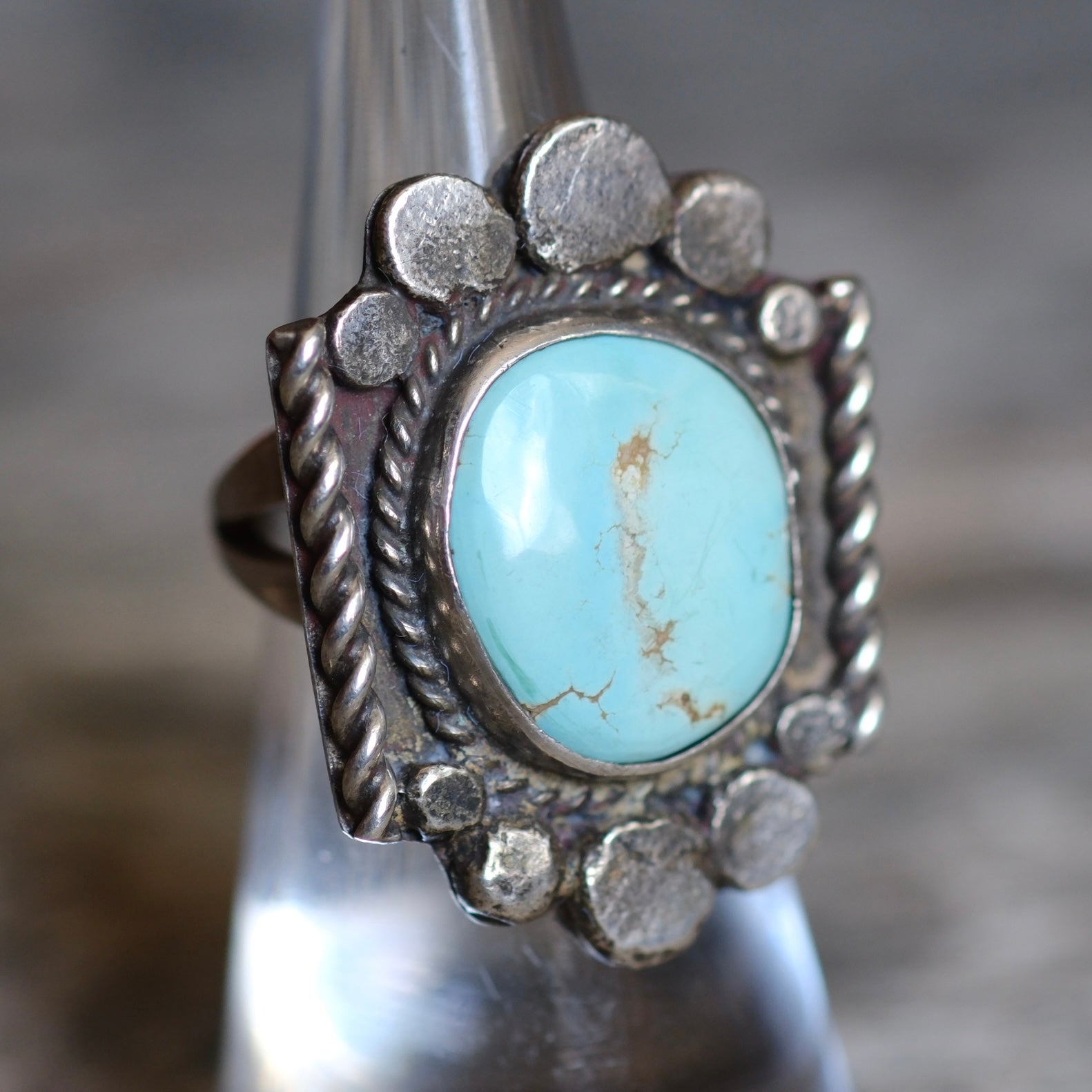 Vintage Sterling Turquoise Ring 5.5