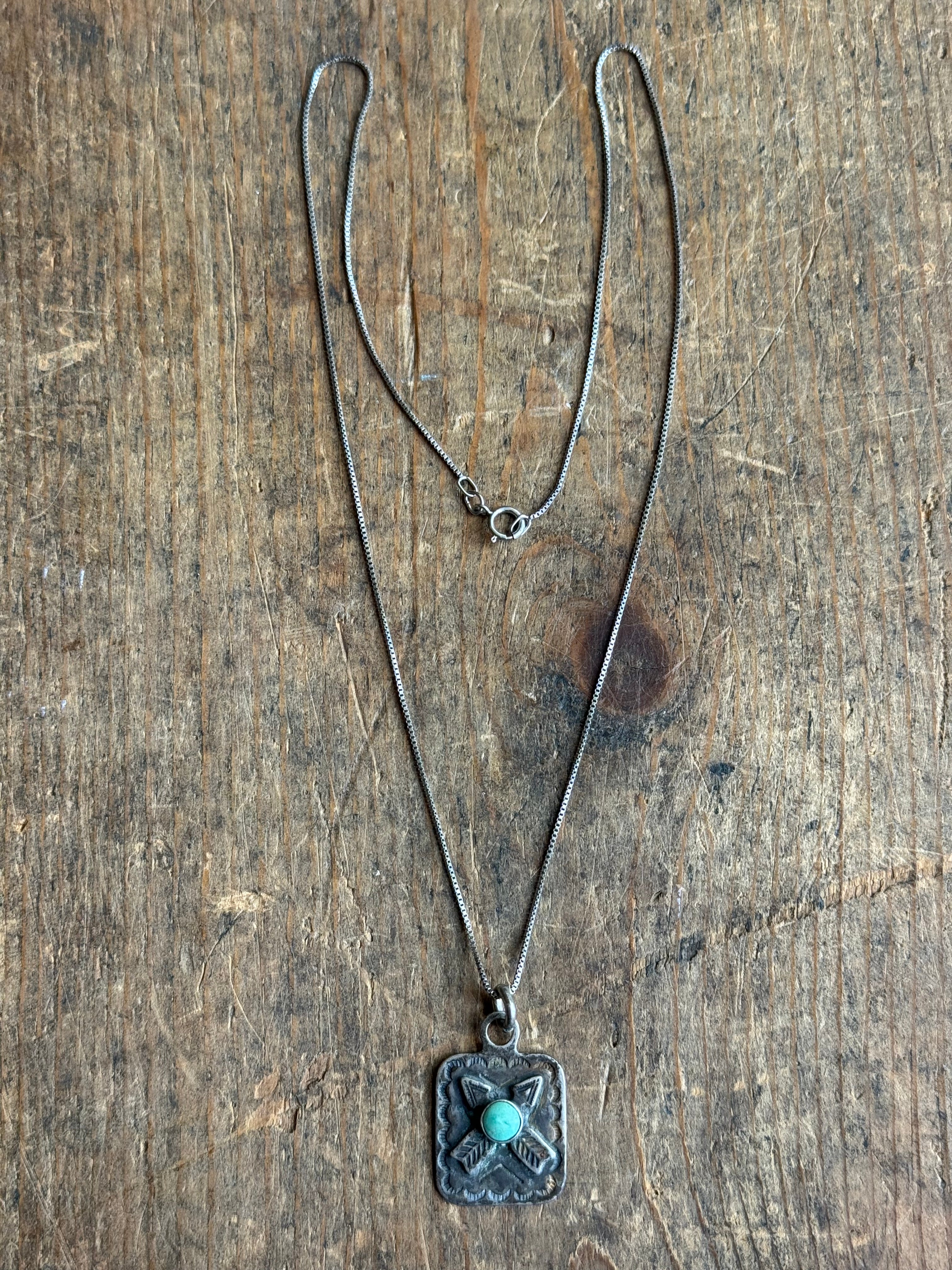 Vintage Sterling Silver Crossed Arrow Turquoise Necklace