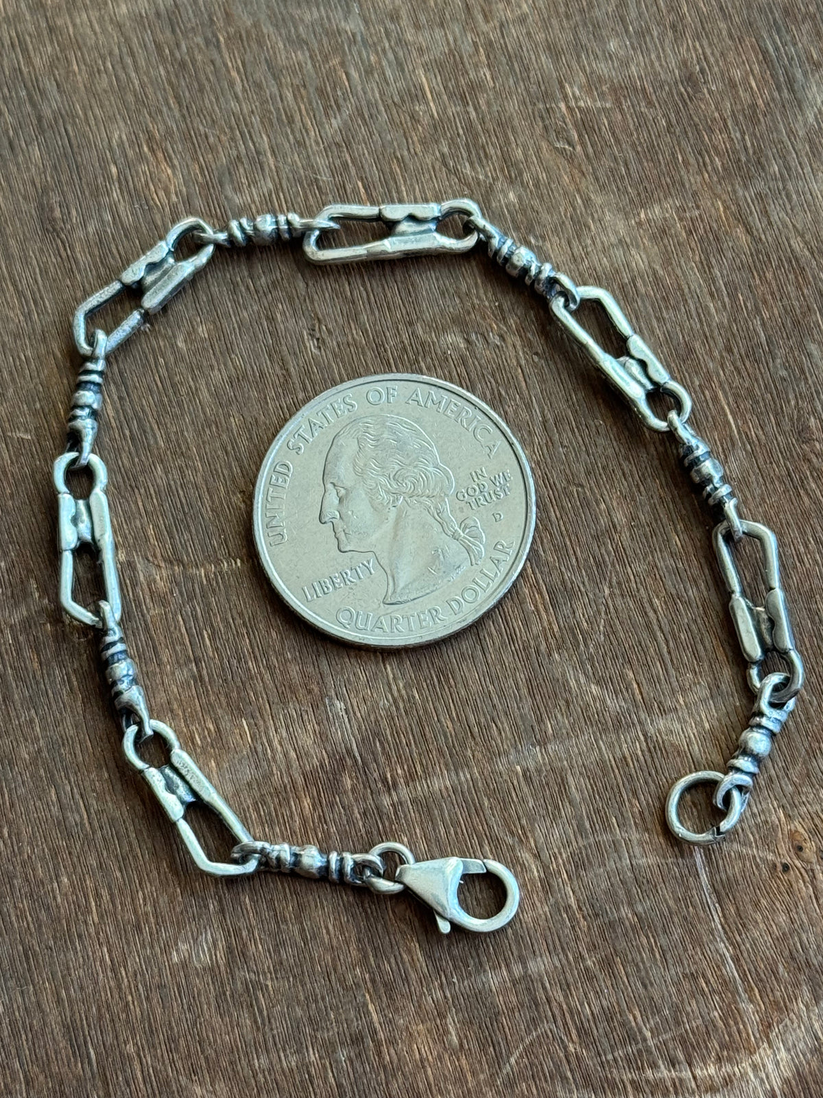 Vintage Sterling Silver 7” Cross Link Chain Bracelet