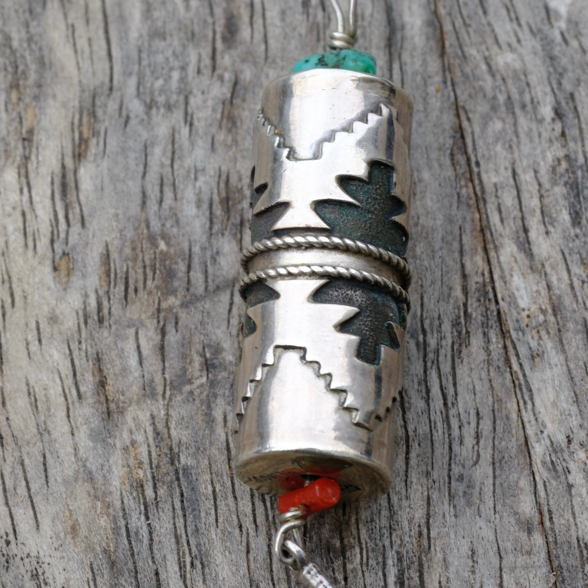 Vintage Sterling Shadowbox Feather Pendant