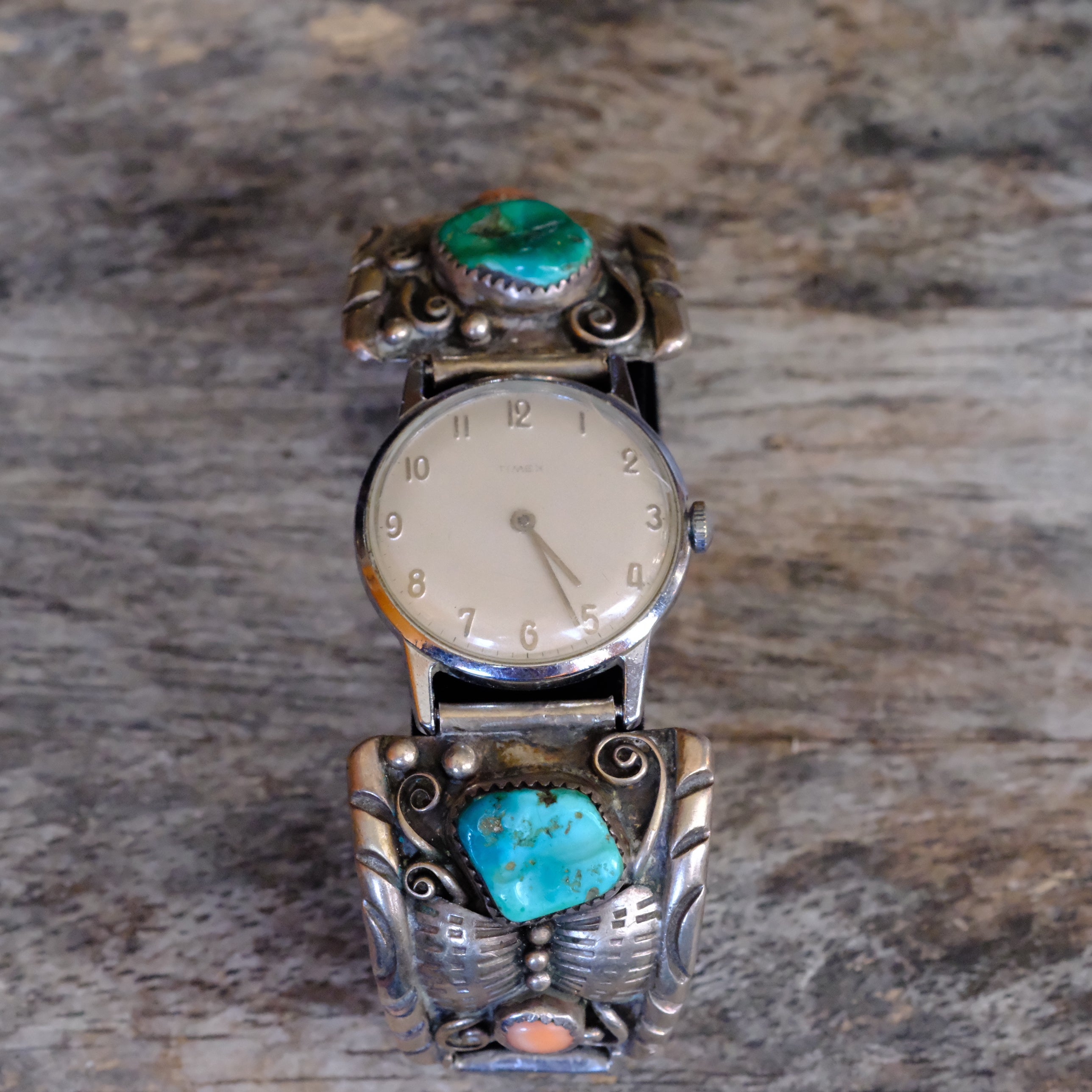 Vintage Sterling Turquoise and Coral Watch