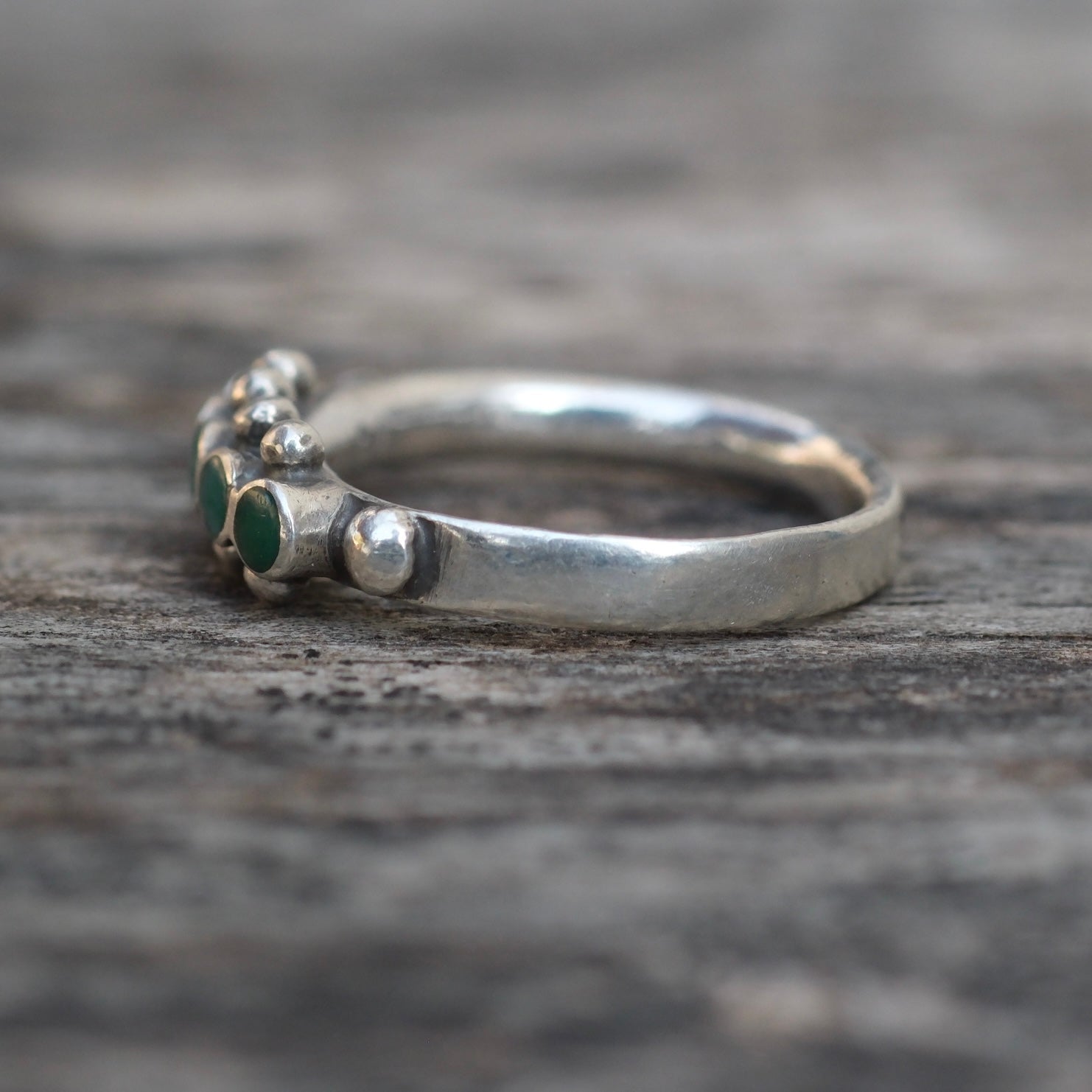 Vintage Sterling Turquoise Inlay Band Ring 4.75