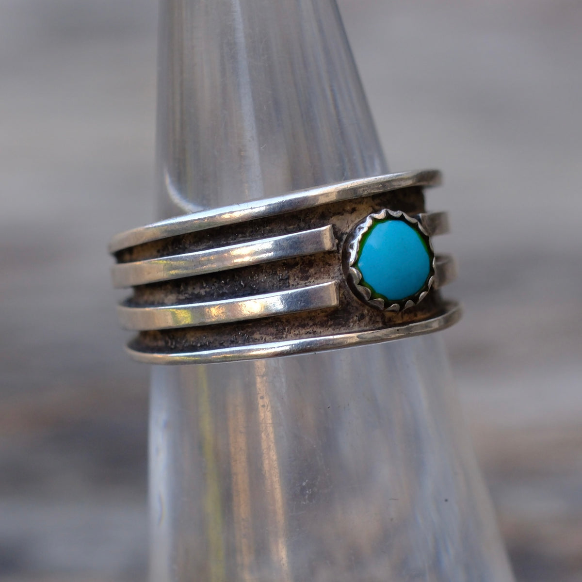 Vintage Sterling Turquoise Band 4.75