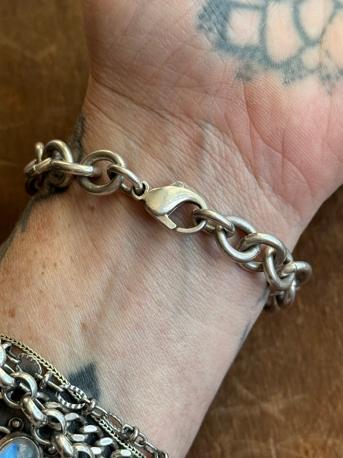 Vintage Sterling Silver 7.75” Chunky Cable Chain Bracelet