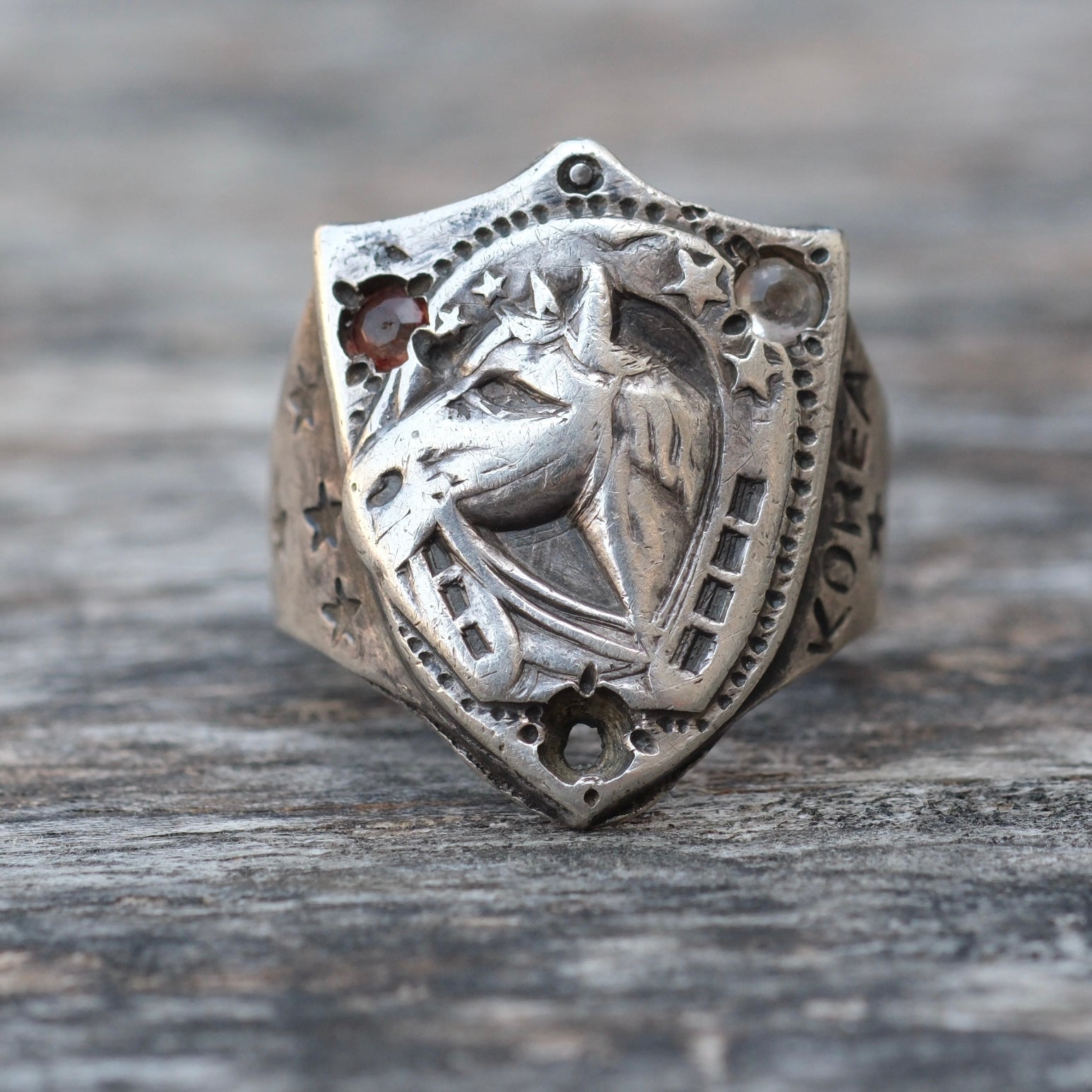 Vintage Sterling Lucky Horseshoe WWII Ring 7.5