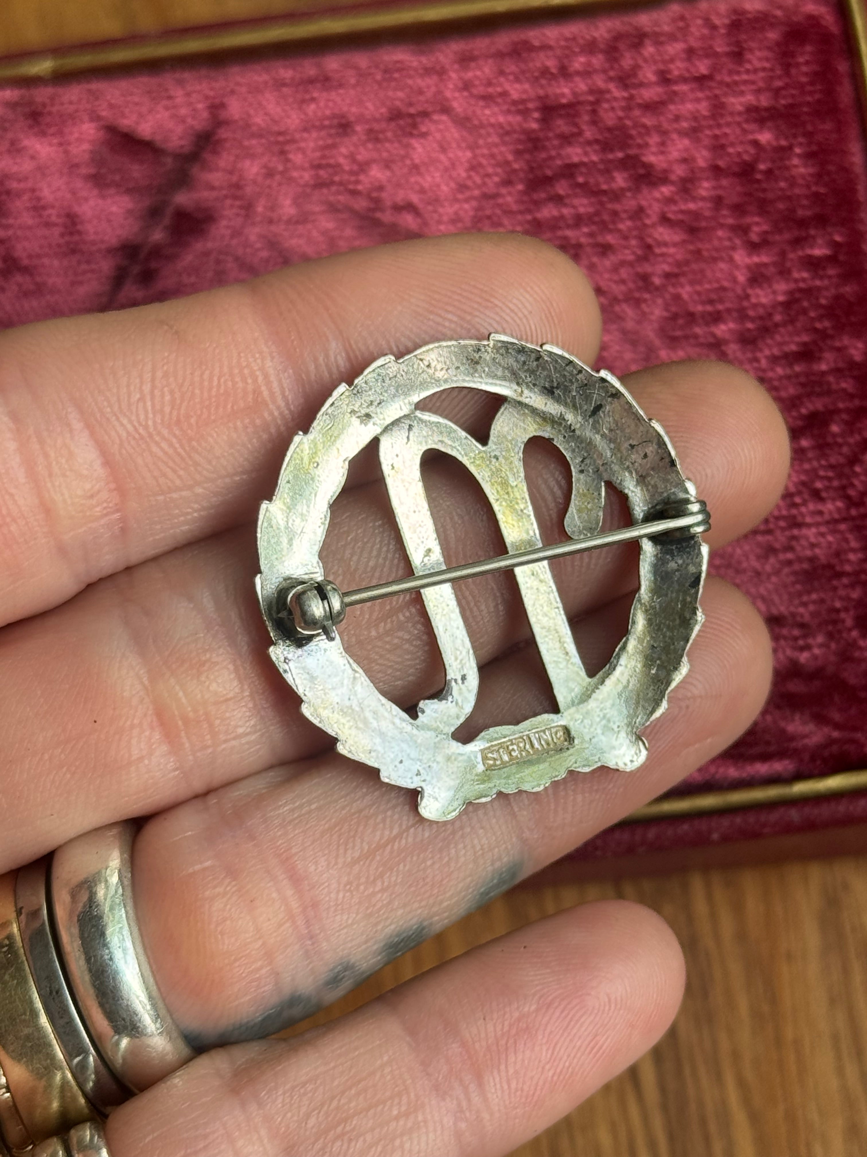 Vintage Sterling Silver Gold Toned ’N’ Initial Pin