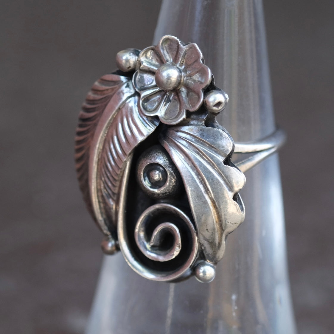 Vintage Sterling Silver Feather Ring 5.5