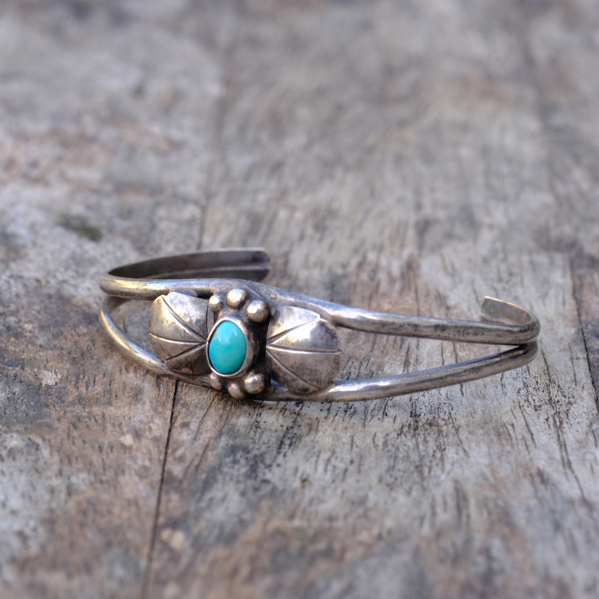 Vintage Sterling Turquoise Winged Cuff Bracelet