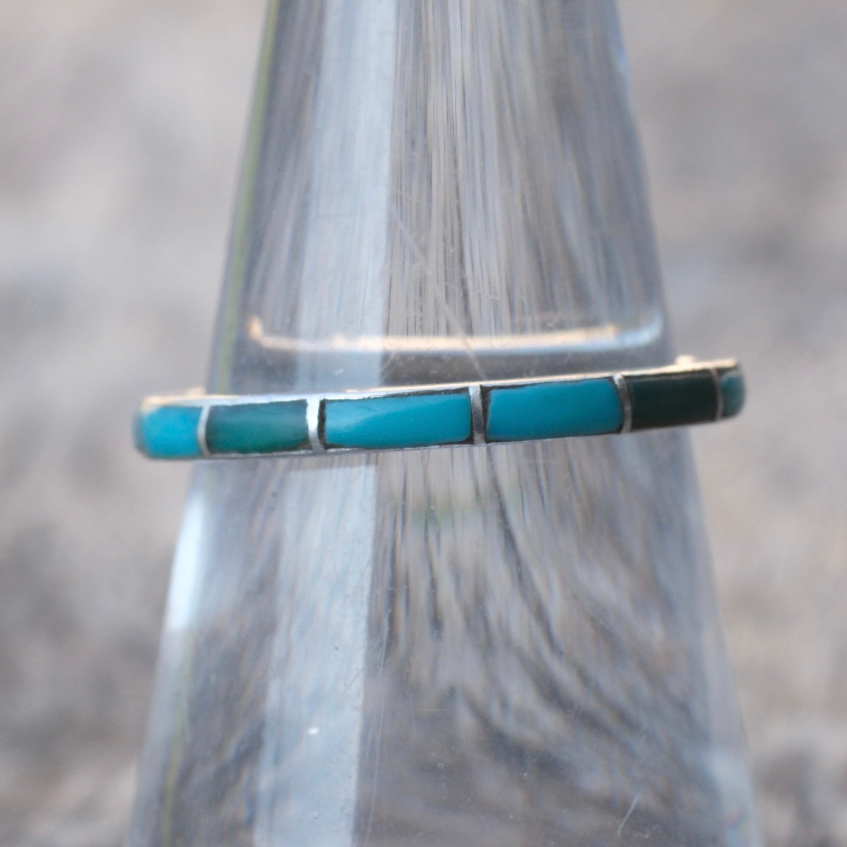 Vintage Sterling Turquoise Inlay Band 6.75