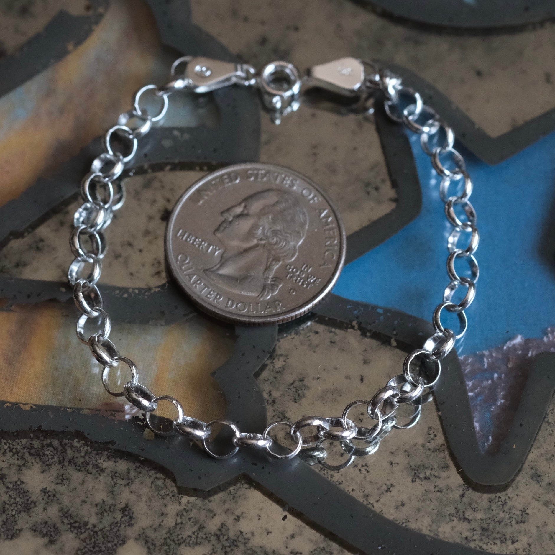 Vintage Sterling Rolo Chain Bracelet 7"