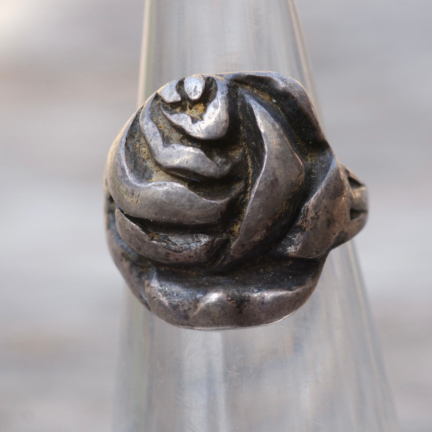 Vintage Sterling Silver Rose Ring 3