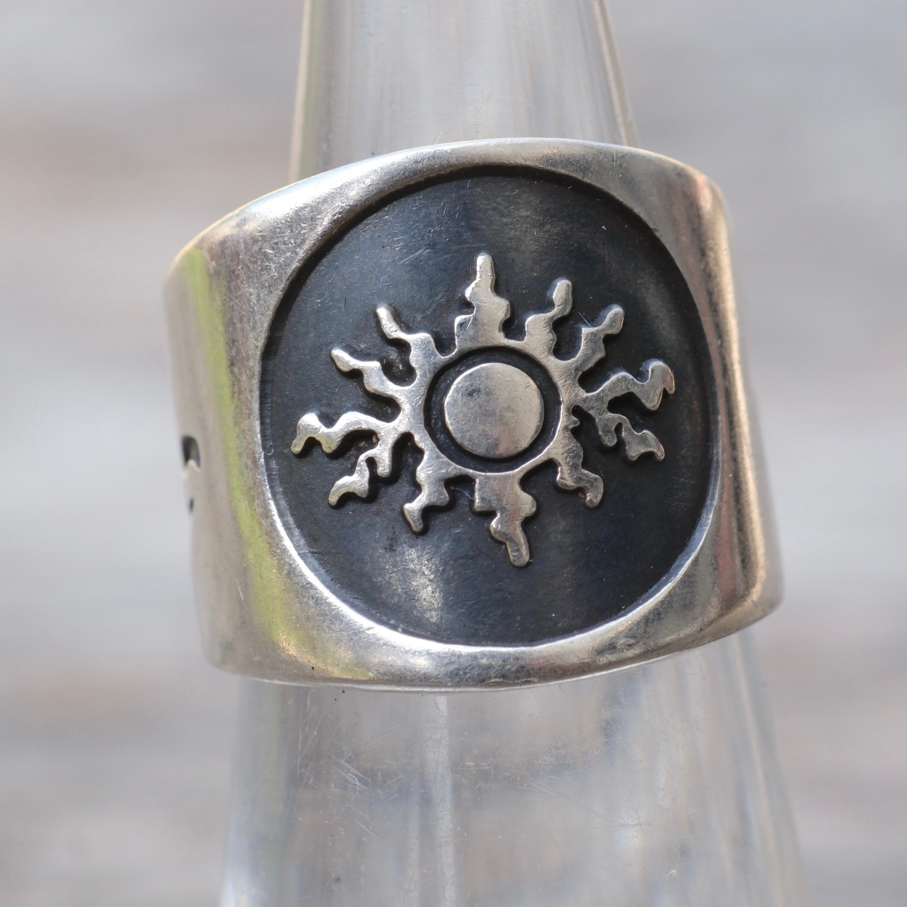 Vintage Sterling Silver Tribal Sun Ring 4.75