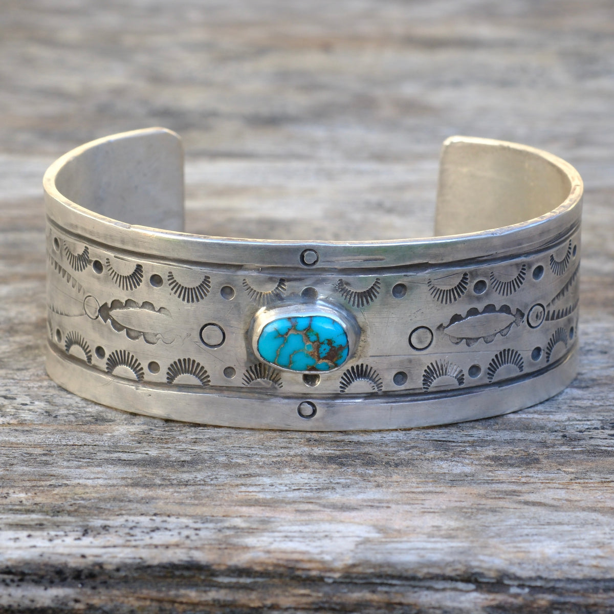 Sterling Pilot Mountain Stamped Cuff Bracelet