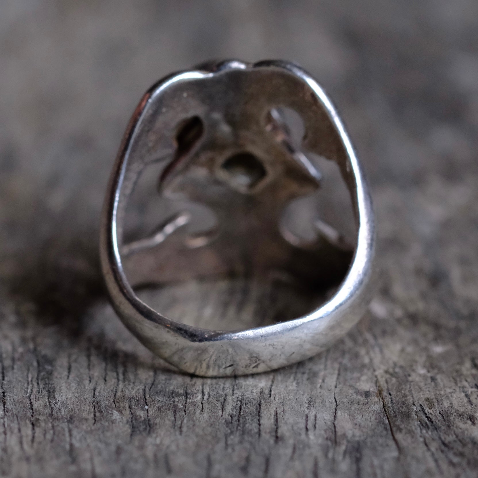 Vintage Sterling Turquoise Sandcast Ring 8.75
