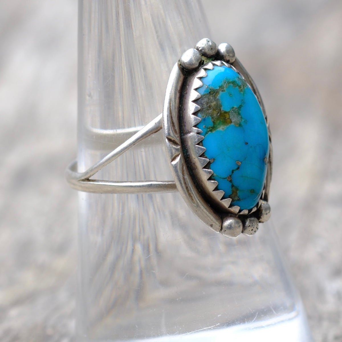 Vintage Sterling Turquoise Ring 7.5