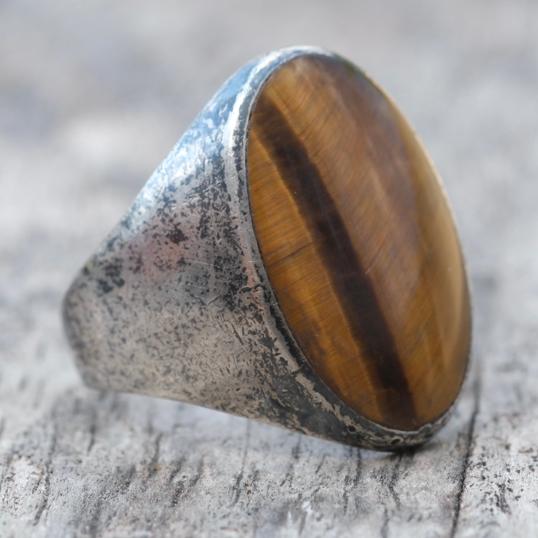 Vintage Sterling Tigers Eye Ring 11.25