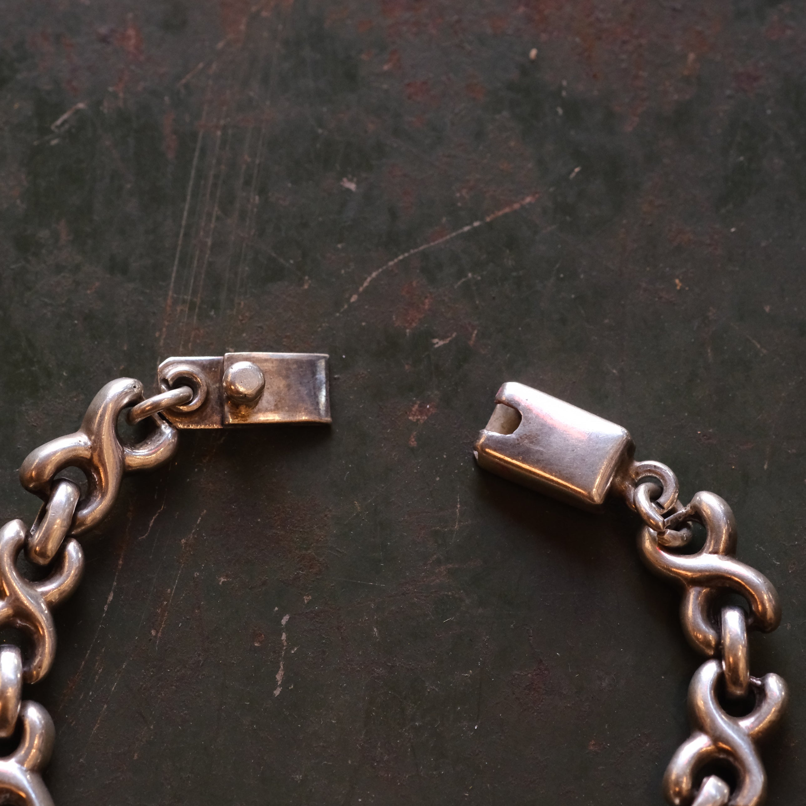 Vintage Sterling Heavy X Chain Bracelet