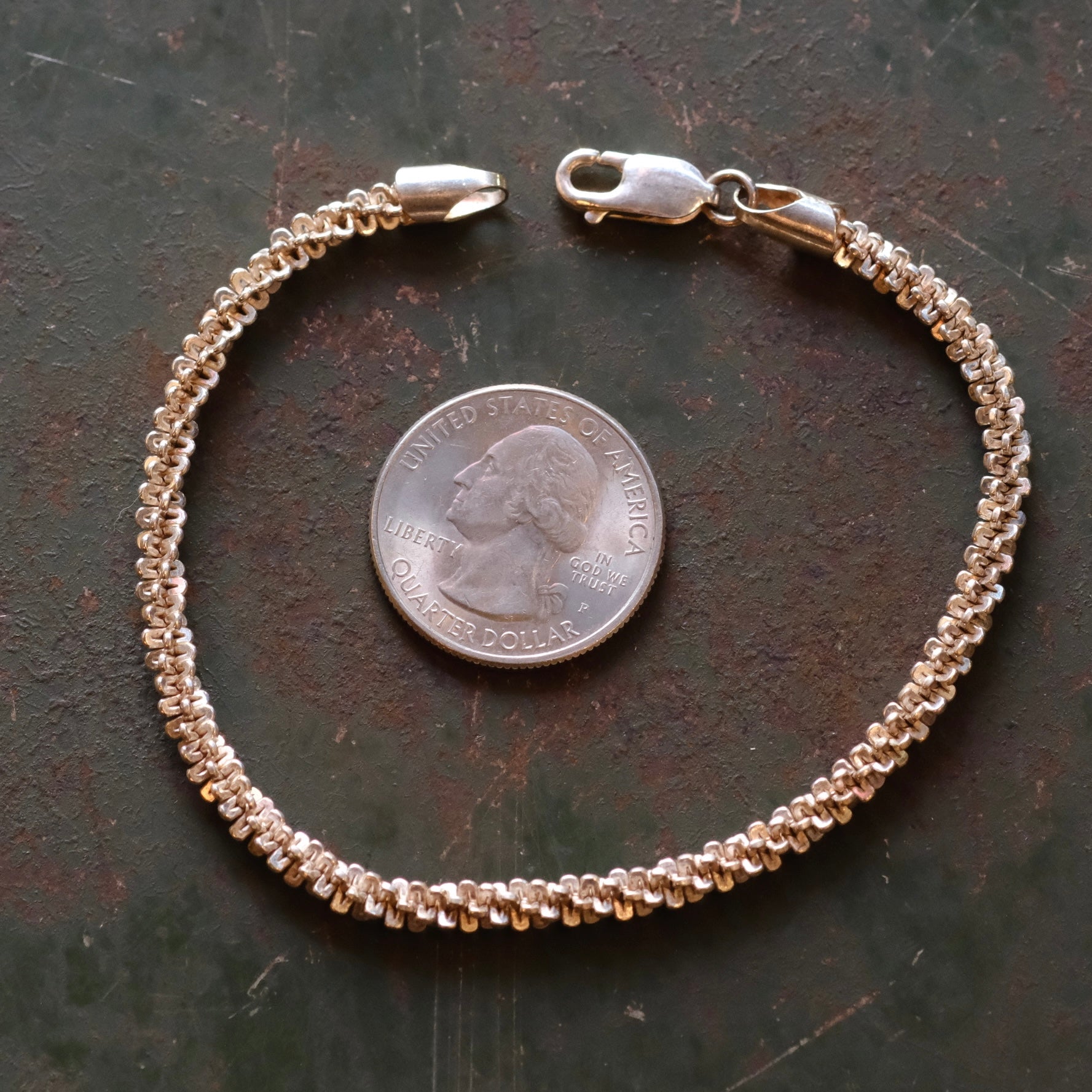Vintage Sterling Diamond Cut Sparkle Chain Bracelet