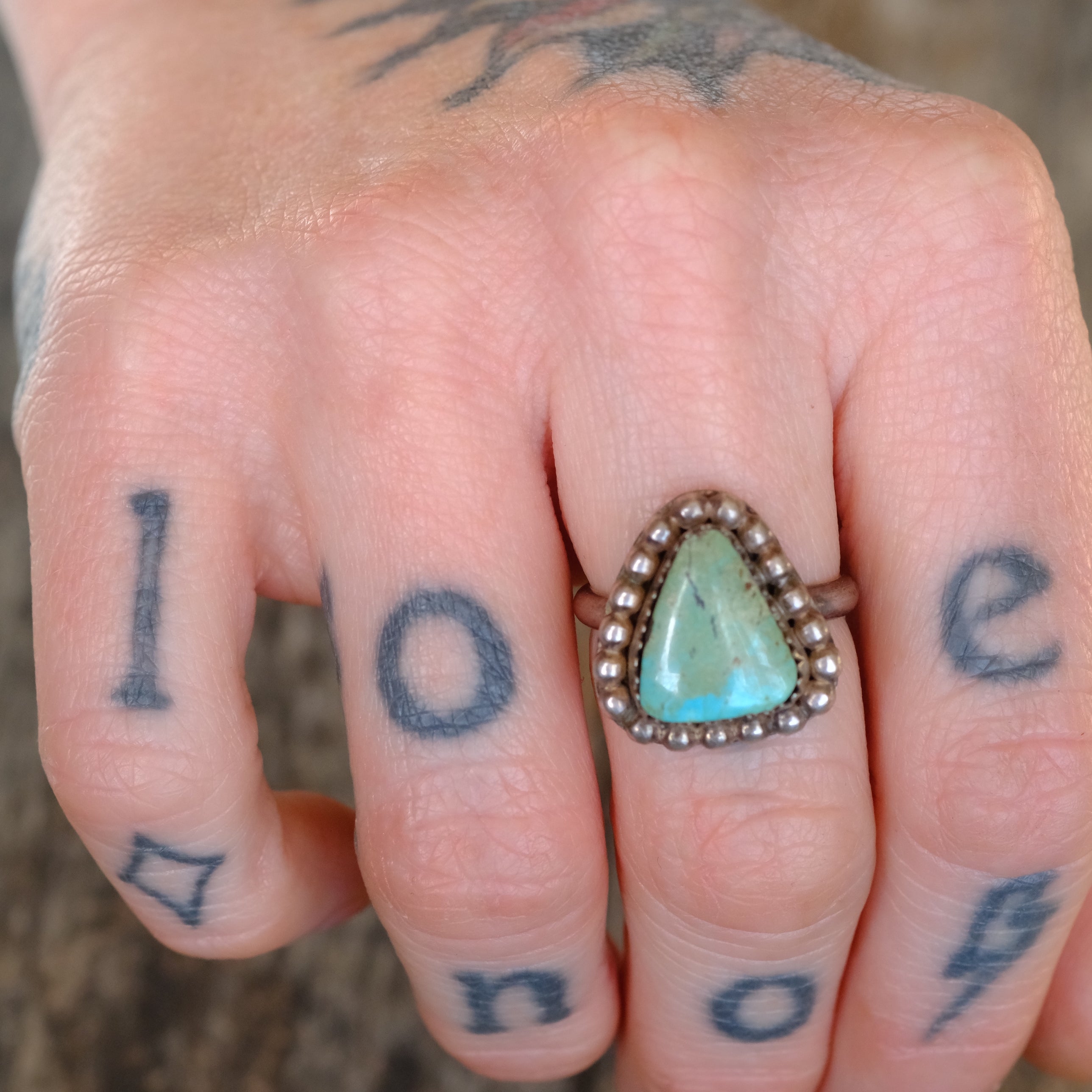 Vintage Sterling Turquoise Ring 5.75