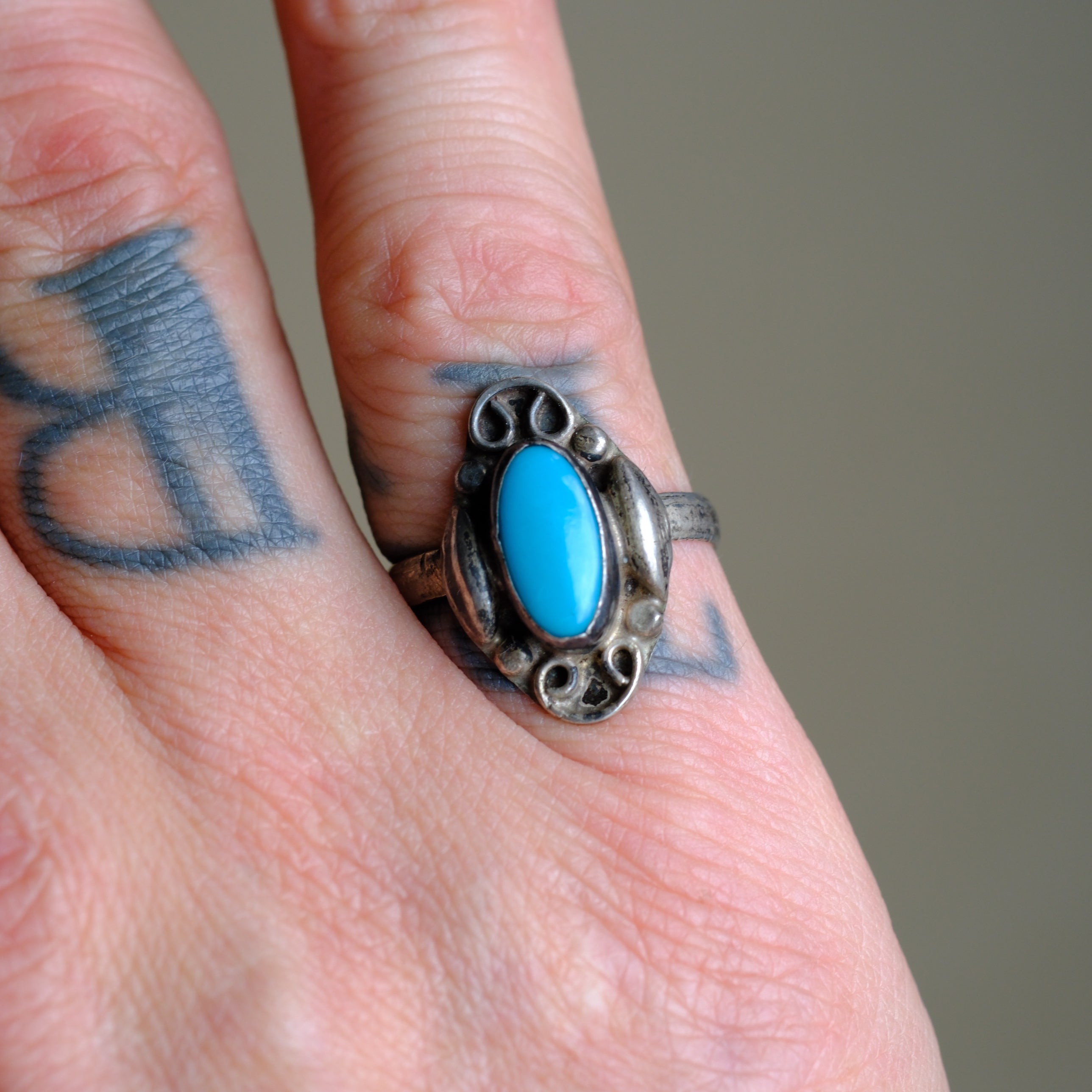 Vintage Sterling Turquoise Ring 6.25